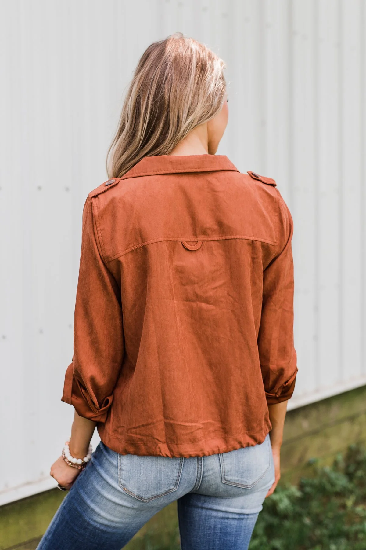 One Thing Right Lightweight Zip Up Jacket- Rust - Image 10