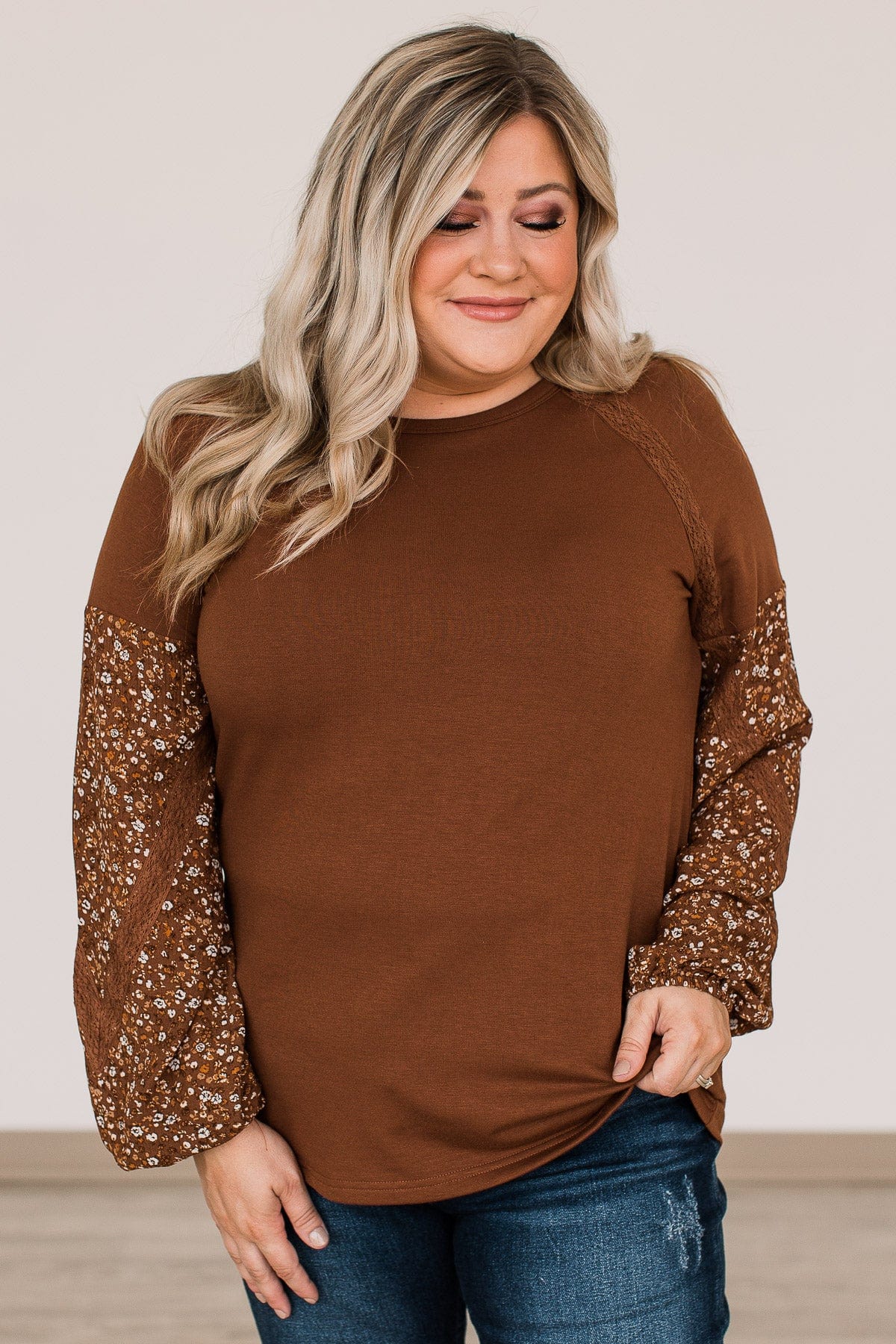 One To Remember Floral Sleeve Top- Copper - Image 5