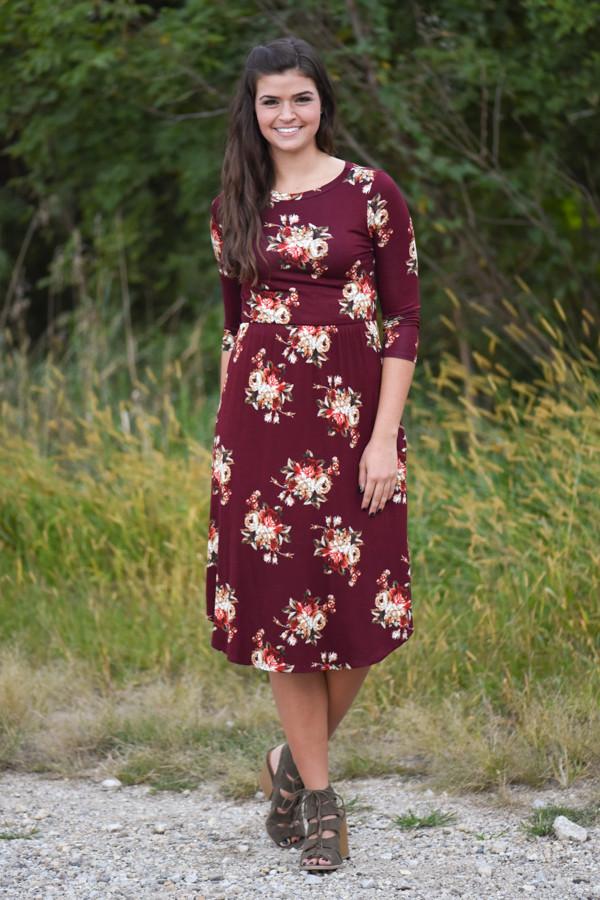 One Track Heart Dress ~ Burgundy - Image 2