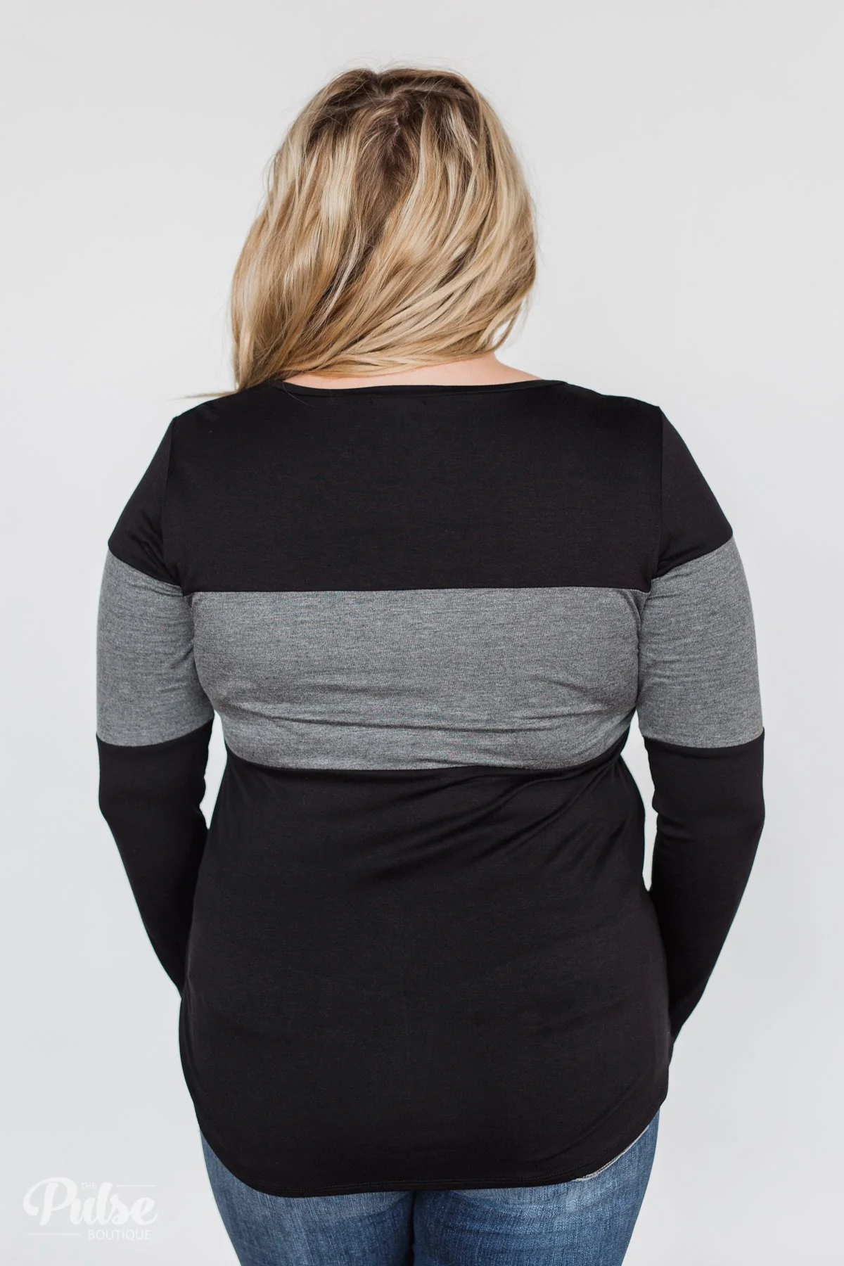 One Way Ticket Color Block Top- Black & Charcoal - Image 13