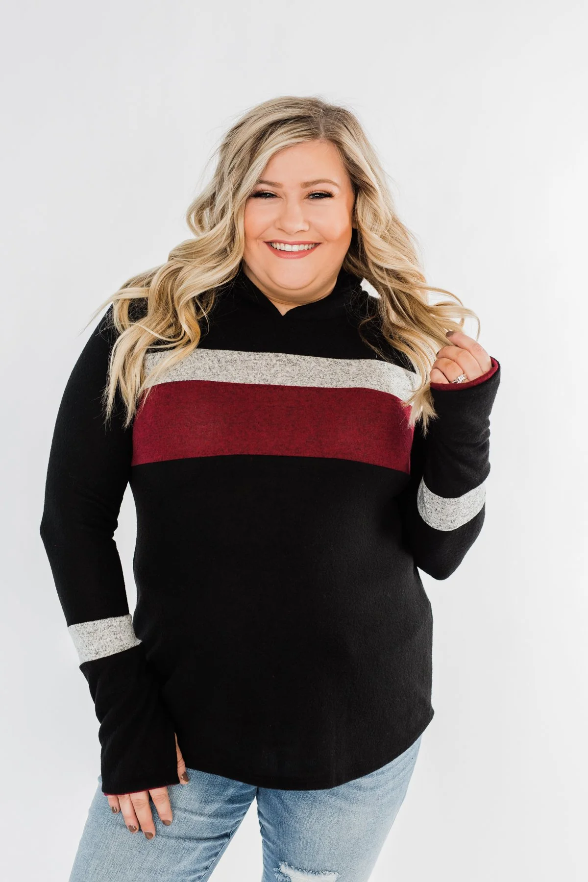Only A Matter Of Time Hoodie- Black & Burgundy - Image 6