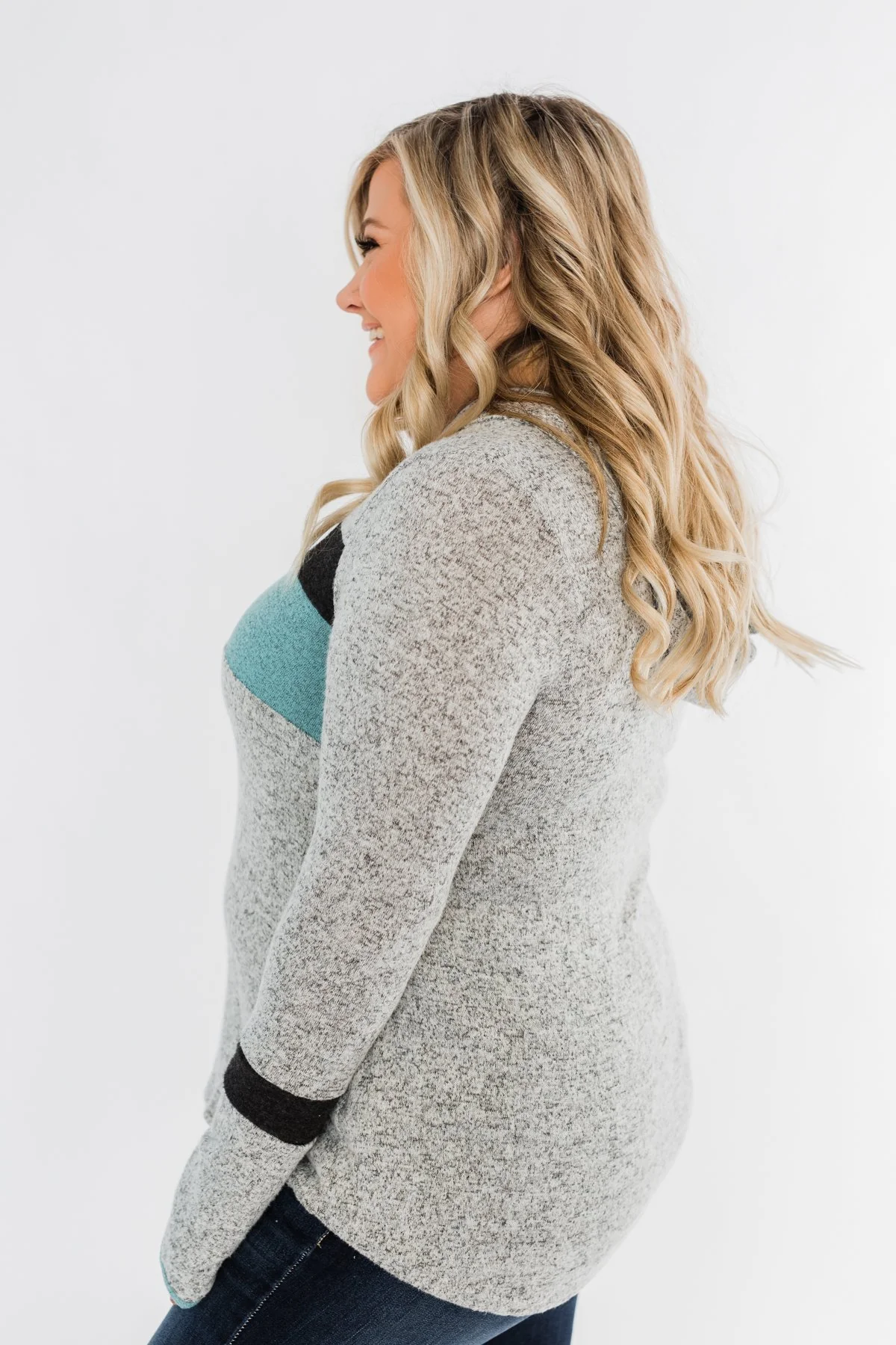 Only A Matter Of Time Hoodie- Heather Grey & Mint Blue - Image 10