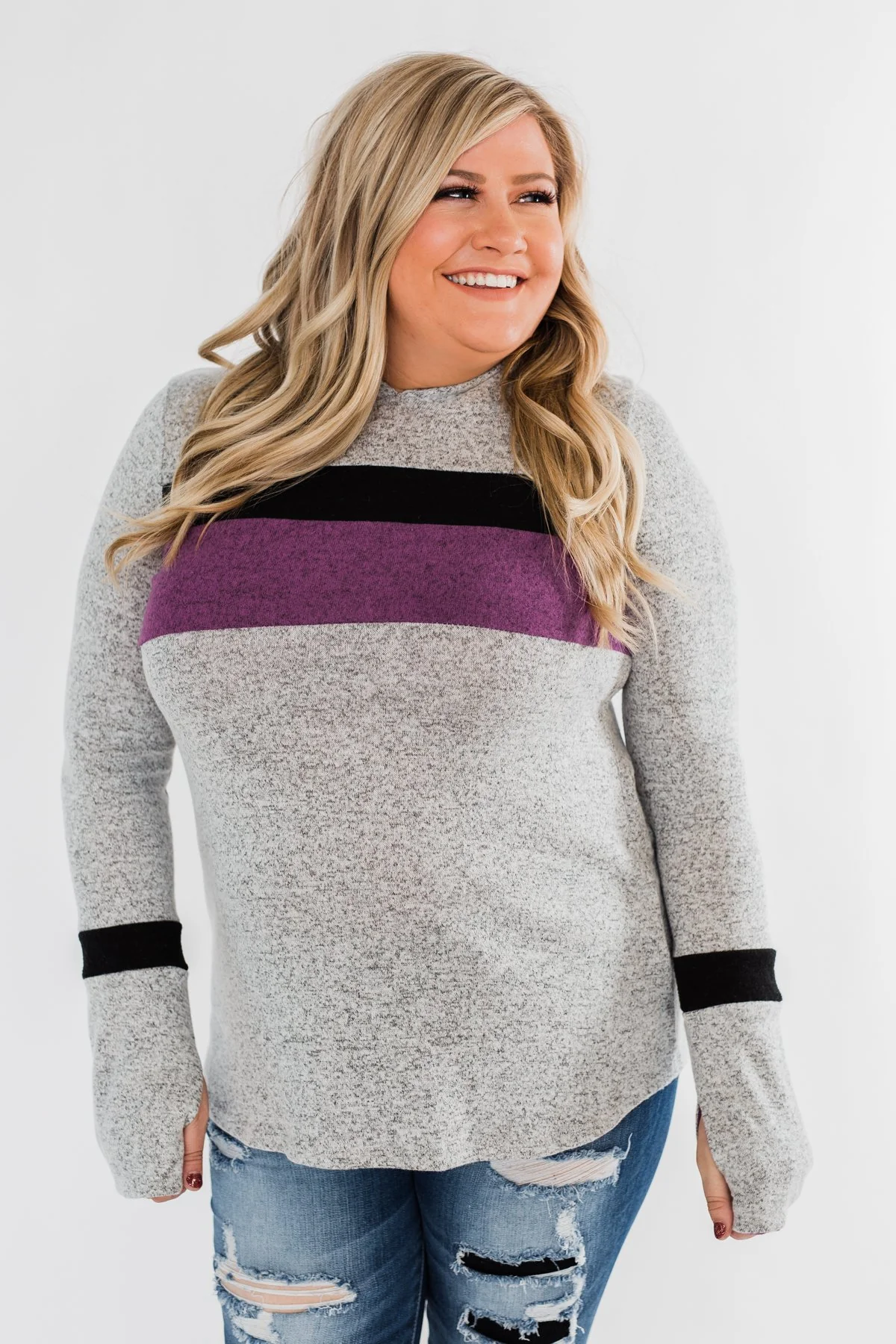Only A Matter Of Time Hoodie- Heather Grey & Purple - Image 10