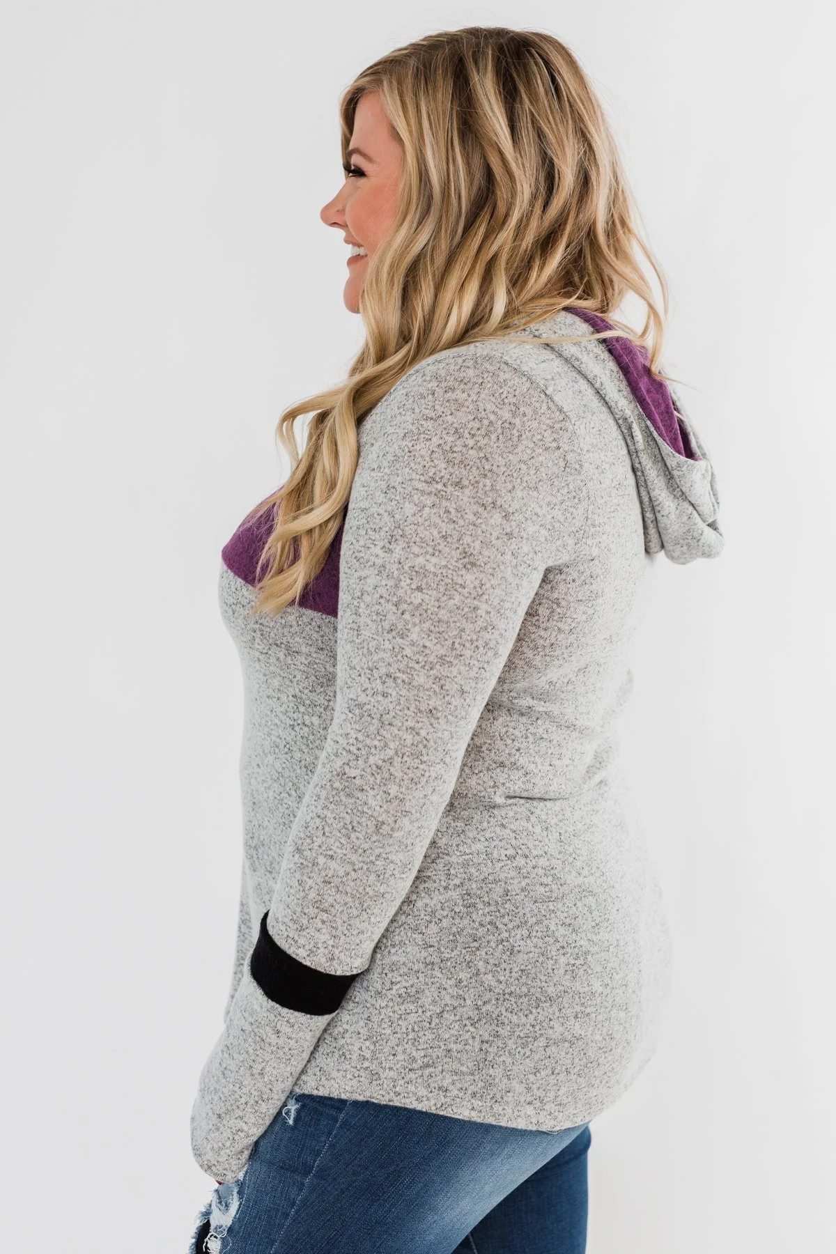 Only A Matter Of Time Hoodie- Heather Grey & Purple - Image 14
