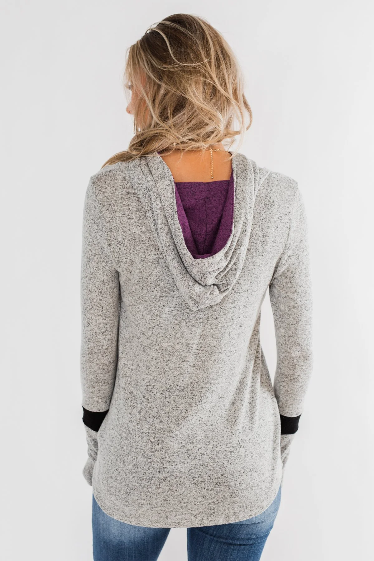 Only A Matter Of Time Hoodie- Heather Grey & Purple - Image 15