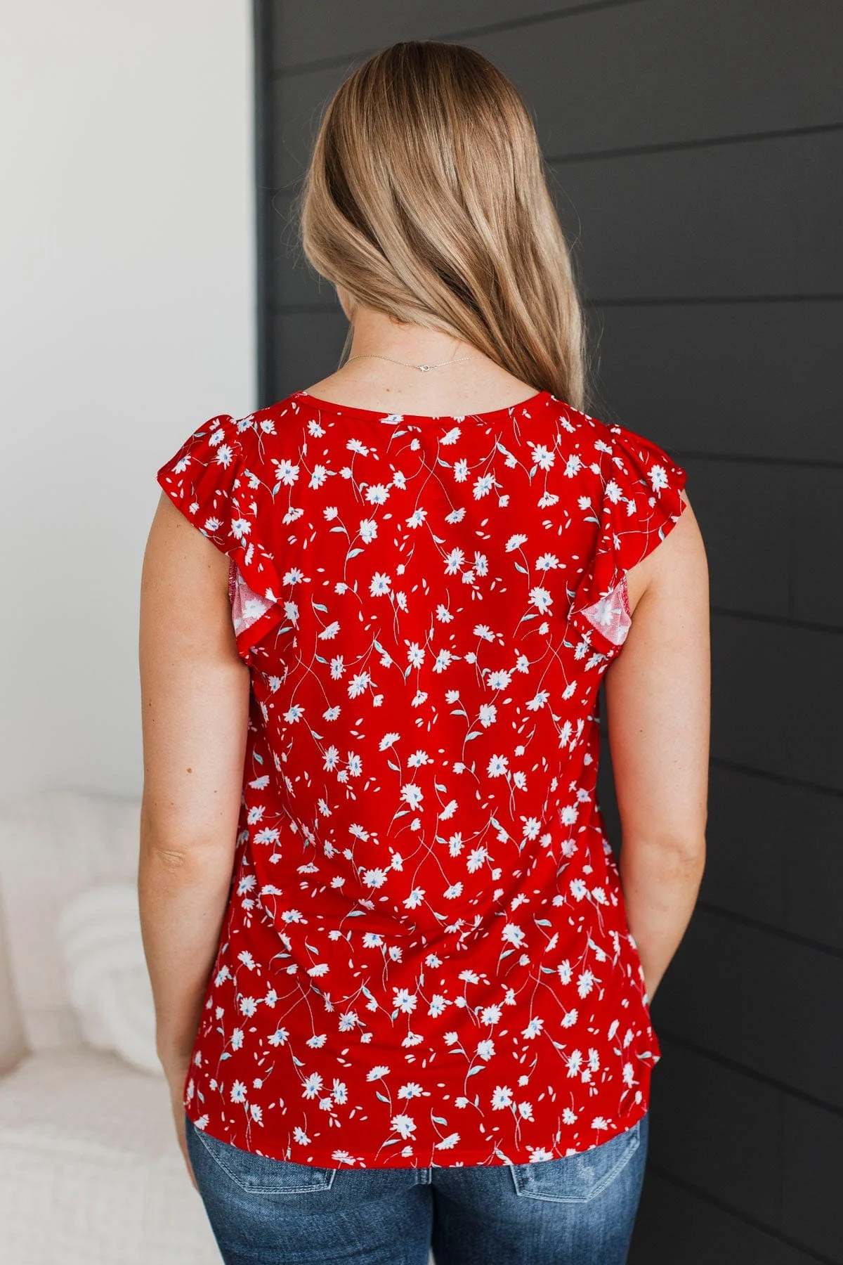 Only Love Here Floral Blouse- Red - Image 5