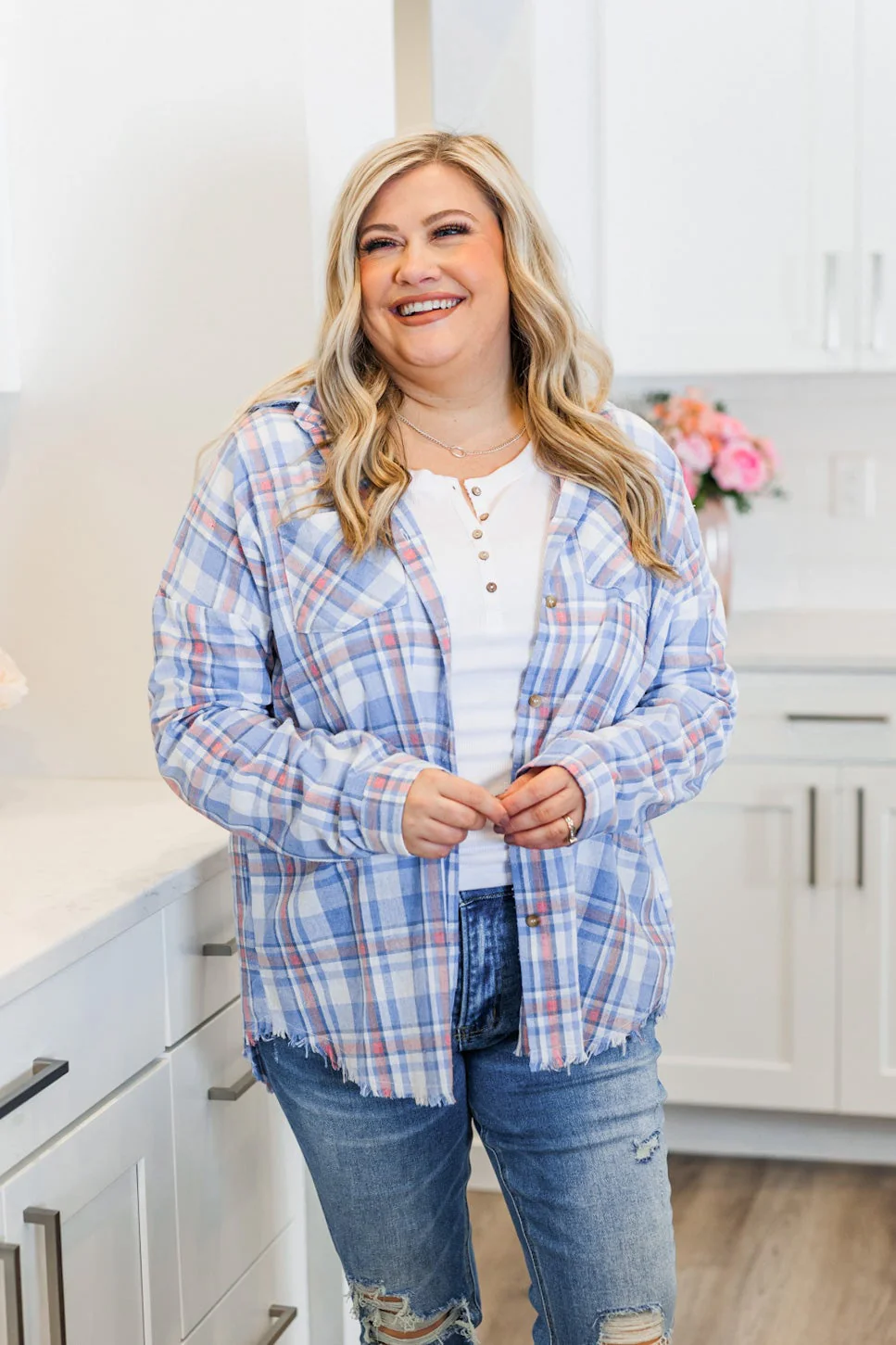 Only Thing I Dream Of Plaid Top- Blue