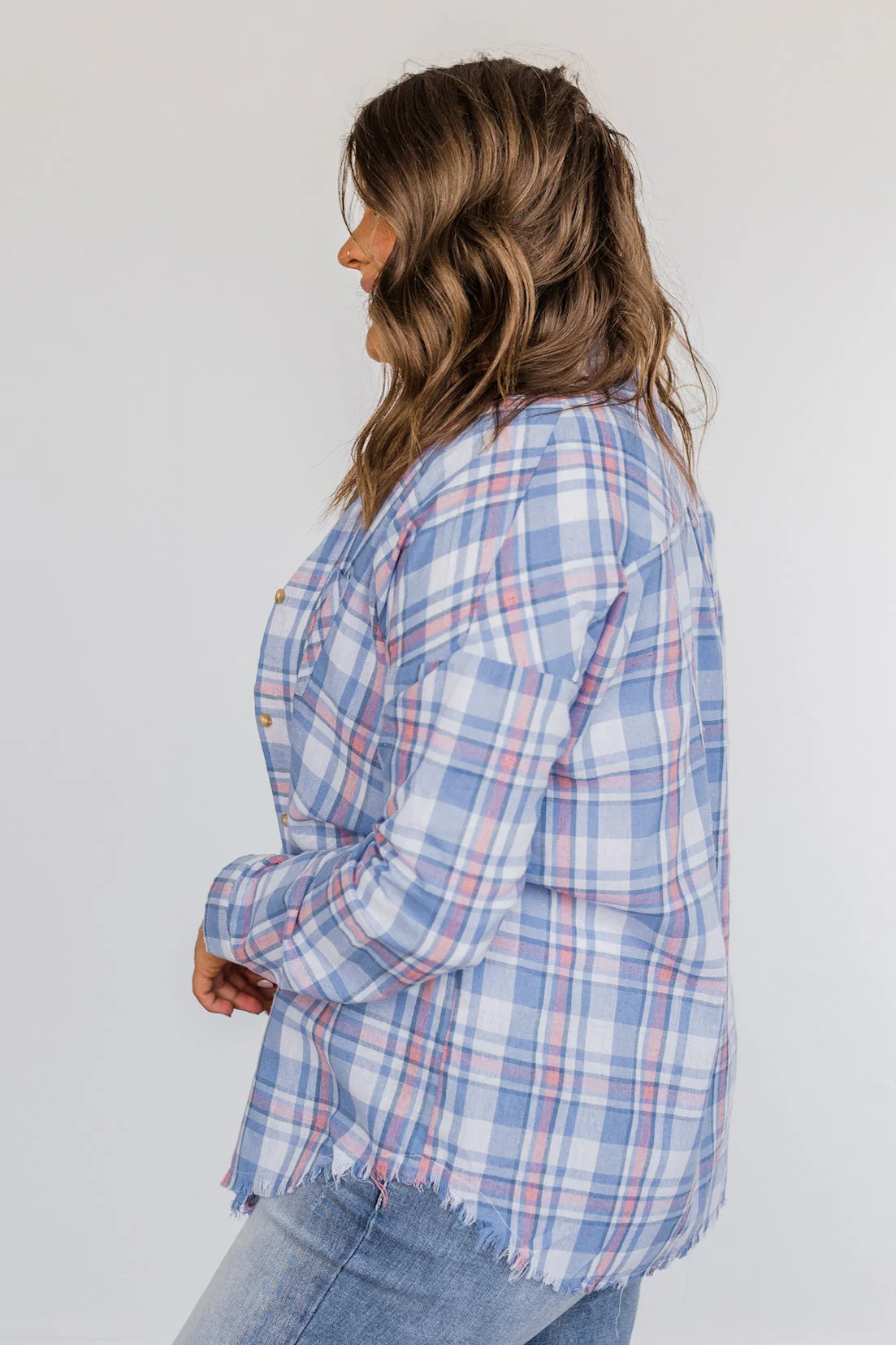 Only Thing I Dream Of Plaid Top- Blue - Image 11