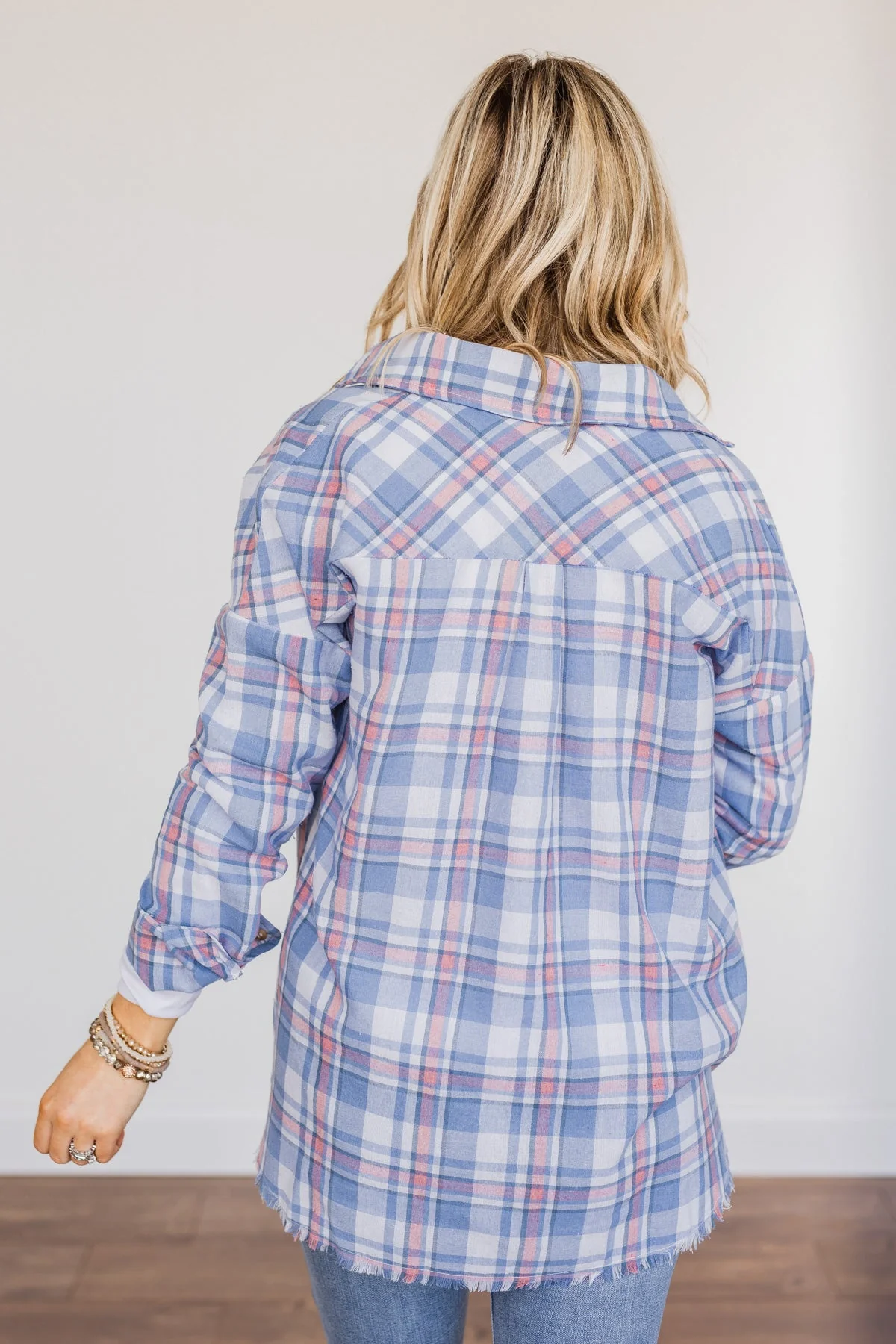 Only Thing I Dream Of Plaid Top- Blue - Image 12