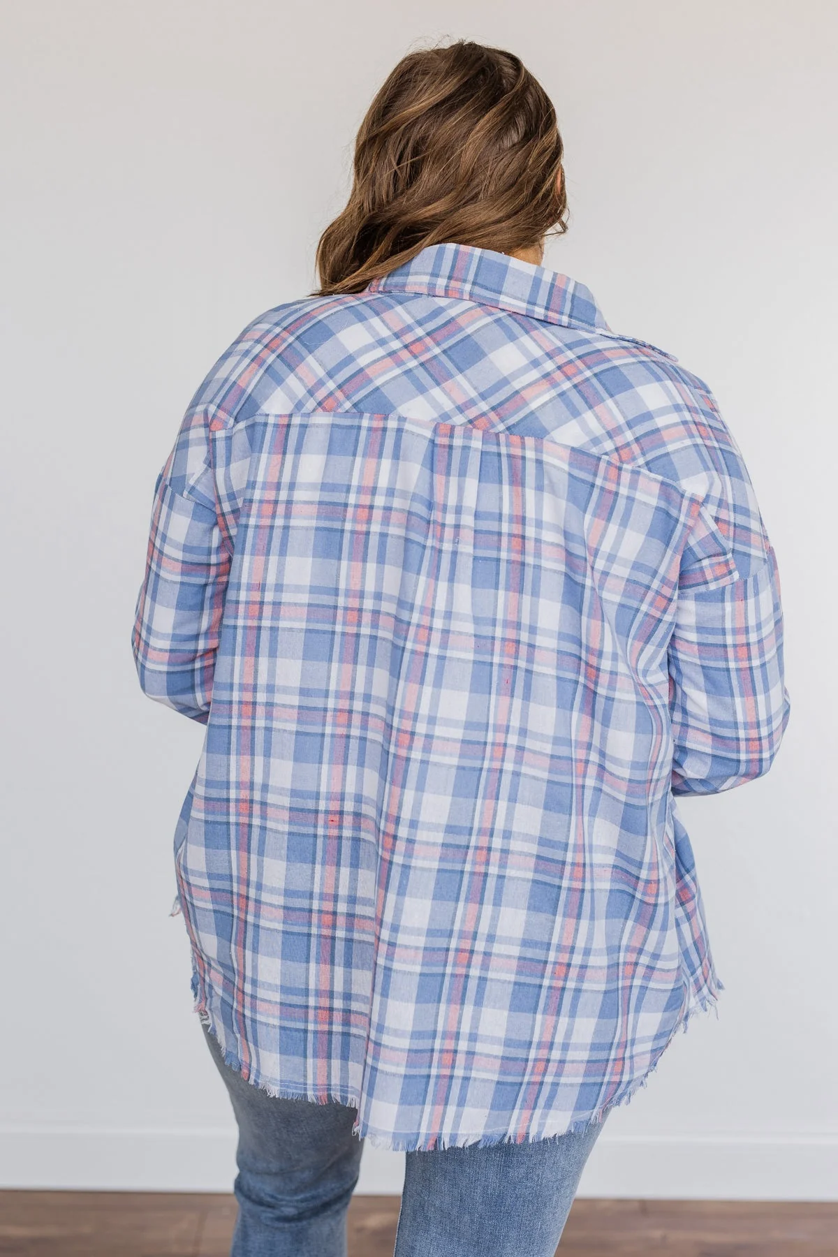 Only Thing I Dream Of Plaid Top- Blue - Image 13