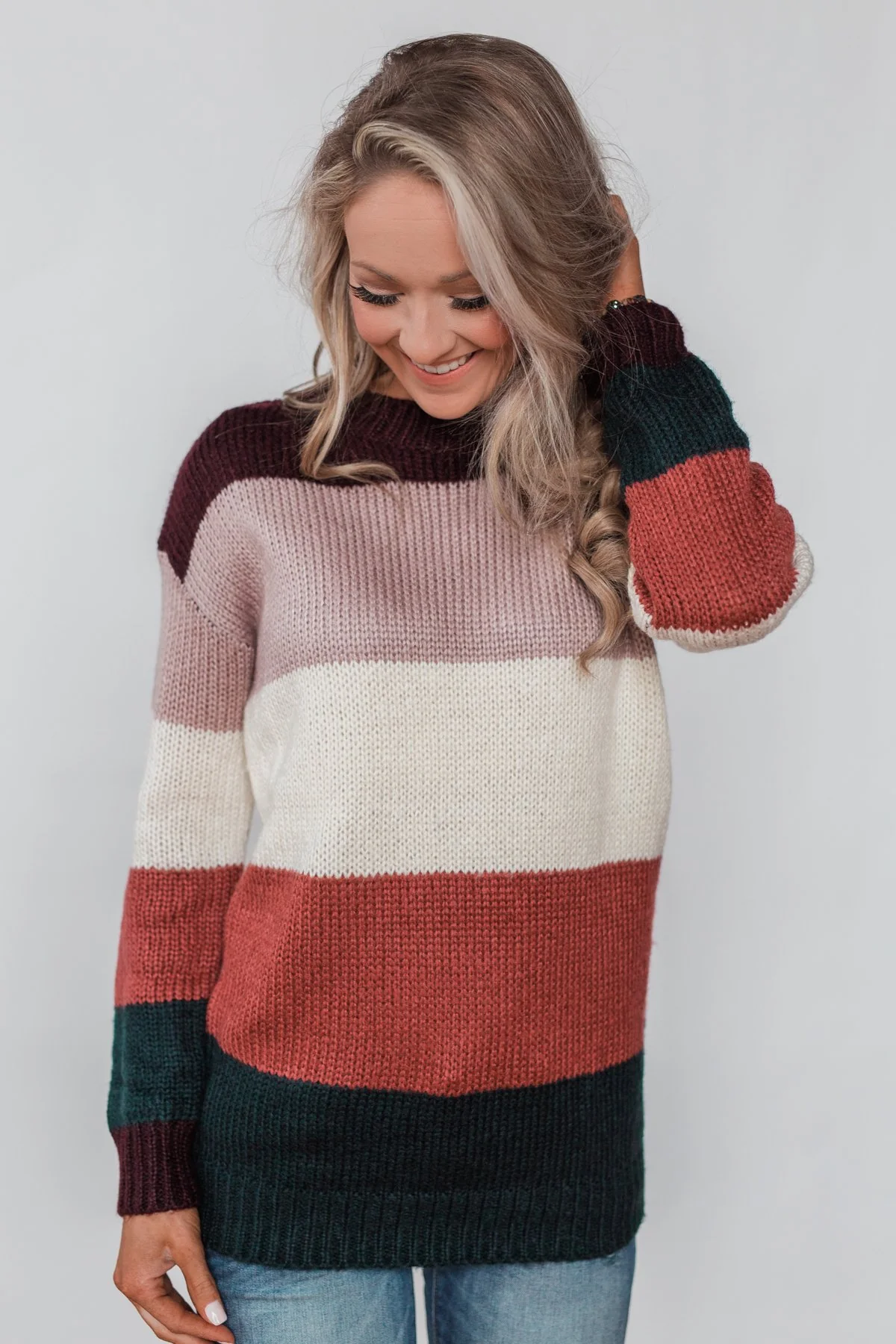 Only Want You Color Block Knit Sweater - Multi-Colored - Image 6