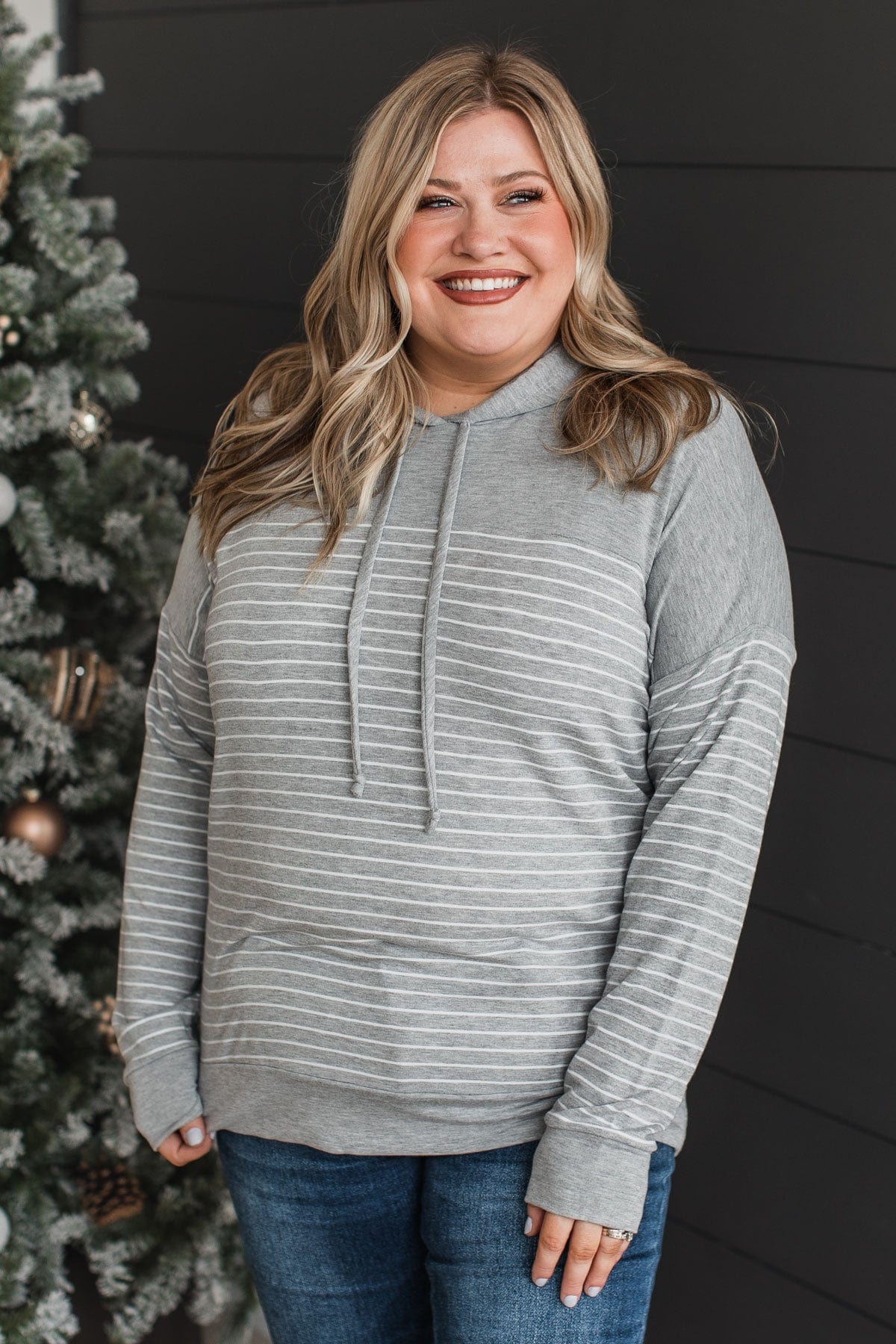 Only Yours Hooded Knit Top- Heather Grey - Image 3