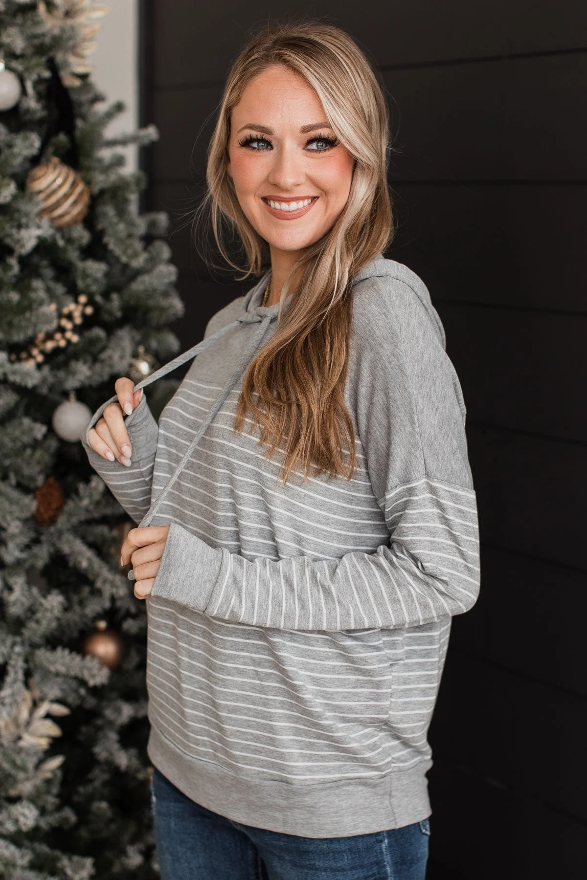 Only Yours Hooded Knit Top- Heather Grey - Image 5