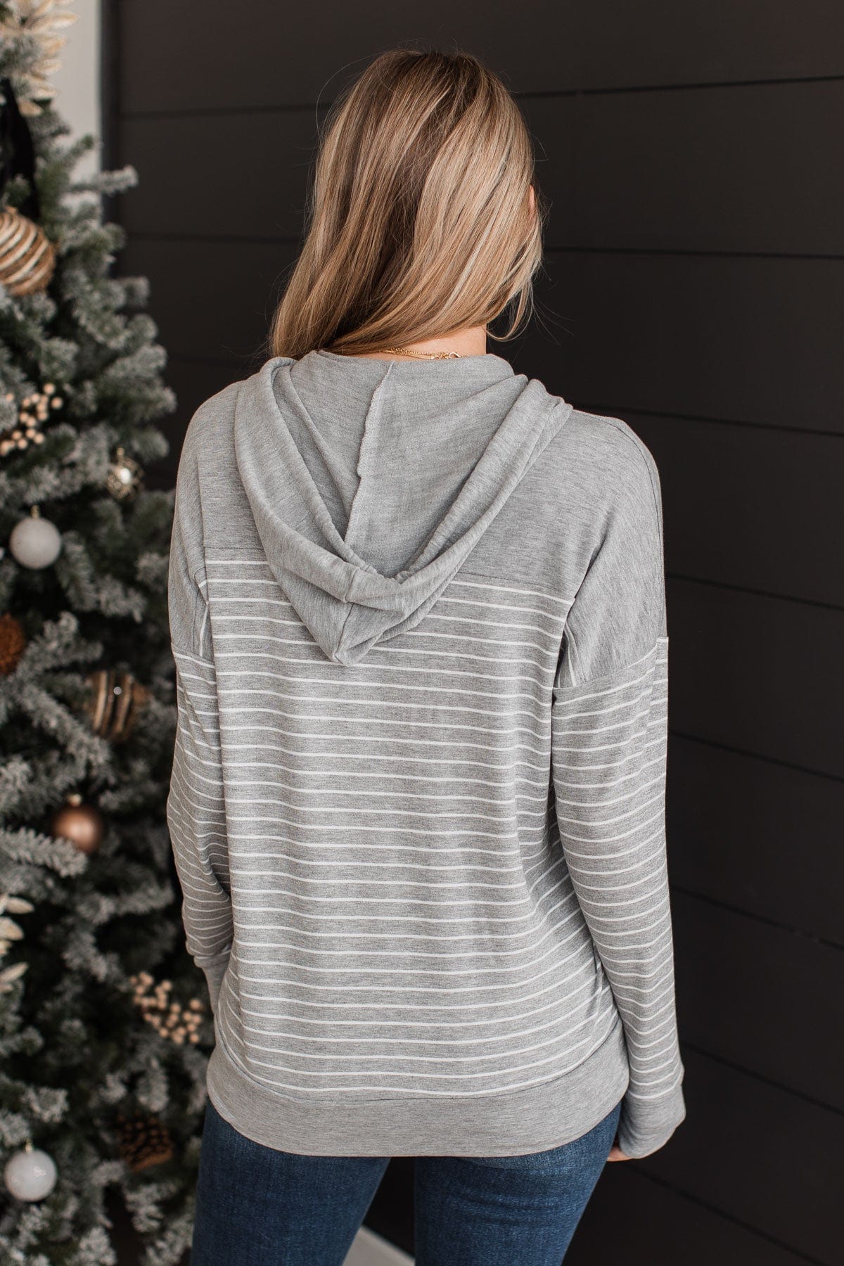 Only Yours Hooded Knit Top- Heather Grey - Image 7
