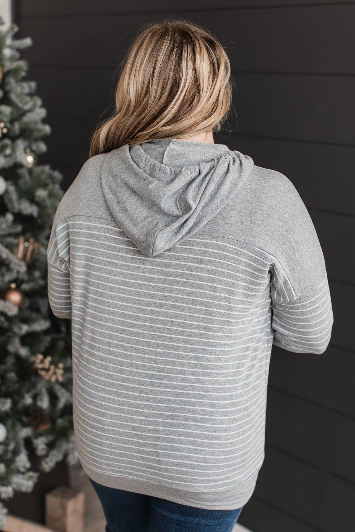 Only Yours Hooded Knit Top- Heather Grey - Image 8