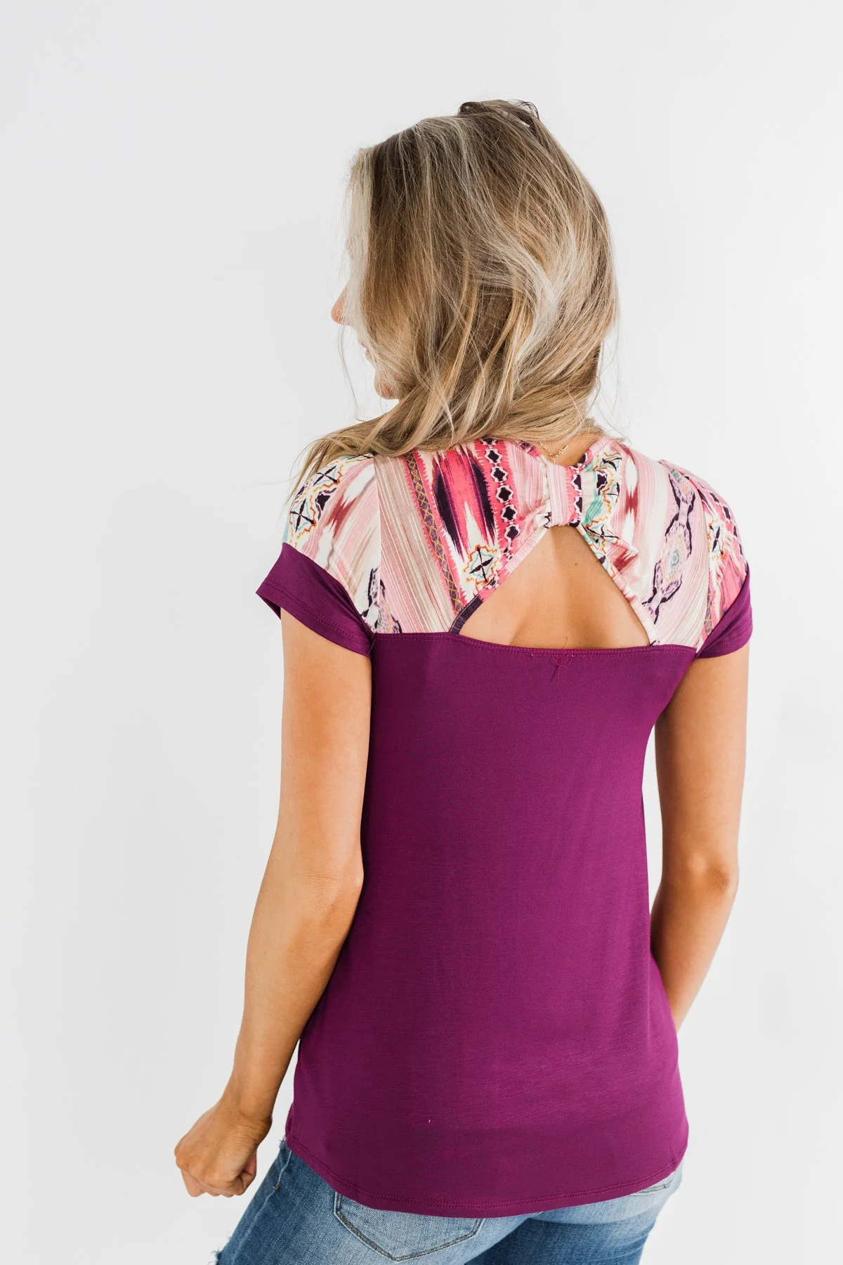 Opened Up My Eyes Bow Back Top- Dark Magenta - Image 8