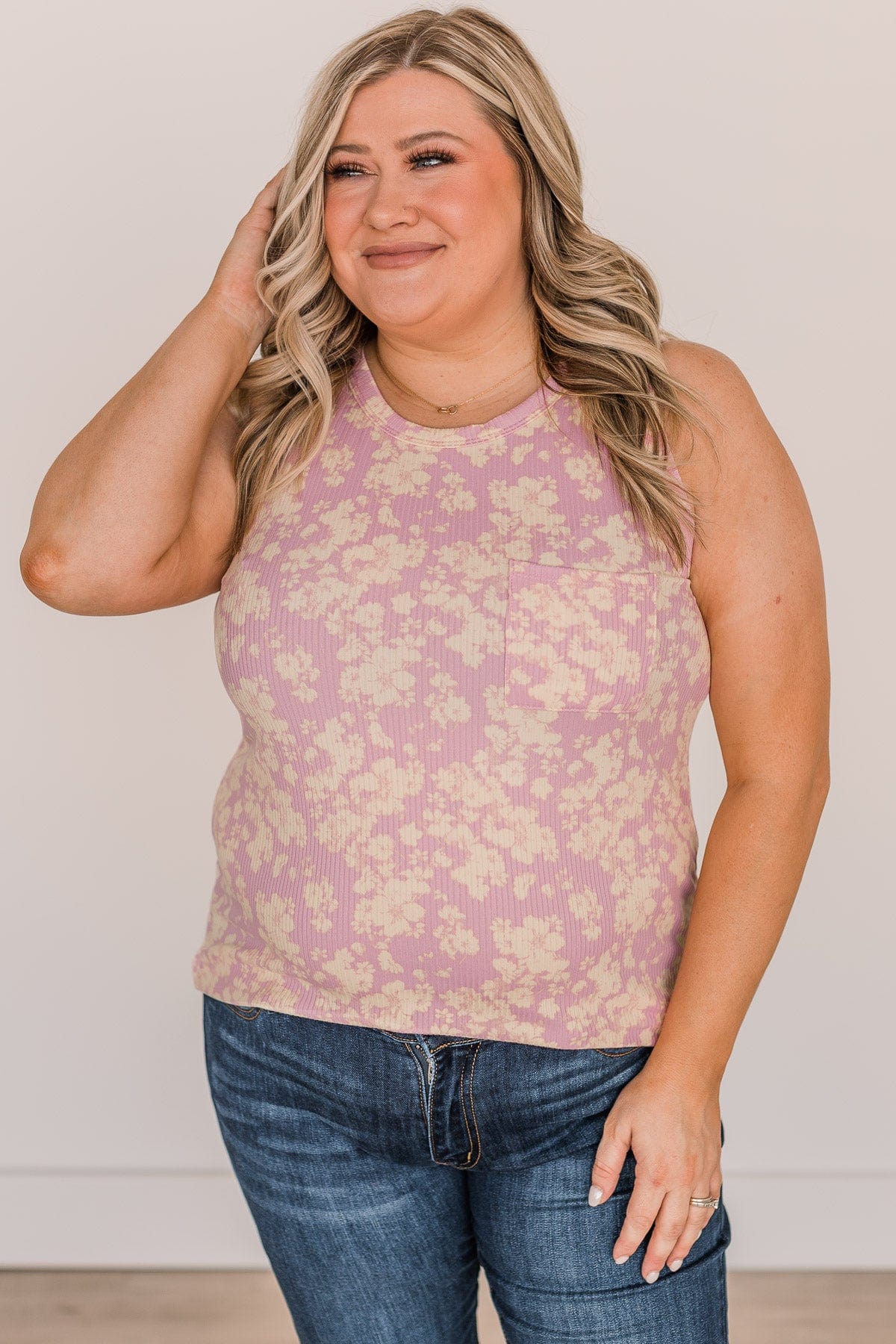 Opportunity Awaits Ribbed Tank- Pink - Image 4