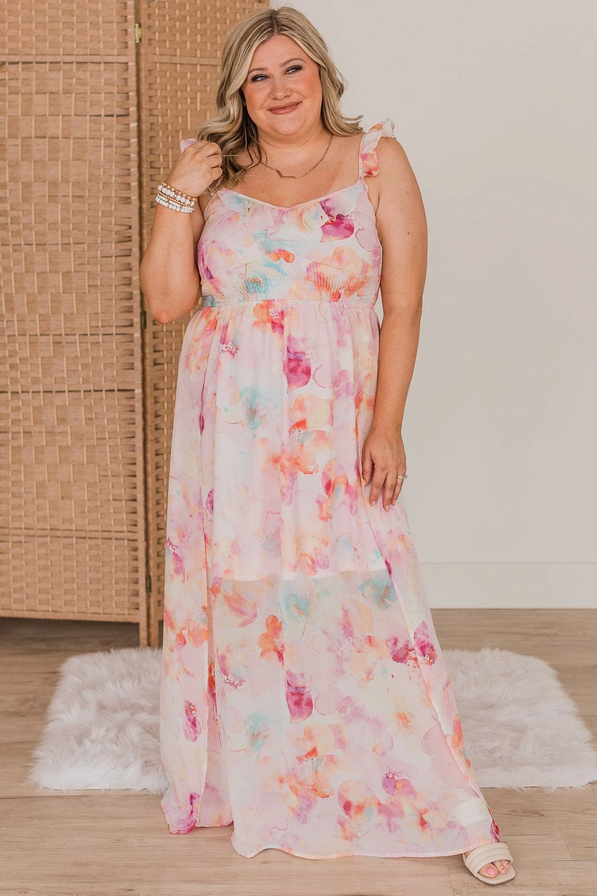 Our Love Story Floral Maxi Dress- Pink - Image 4