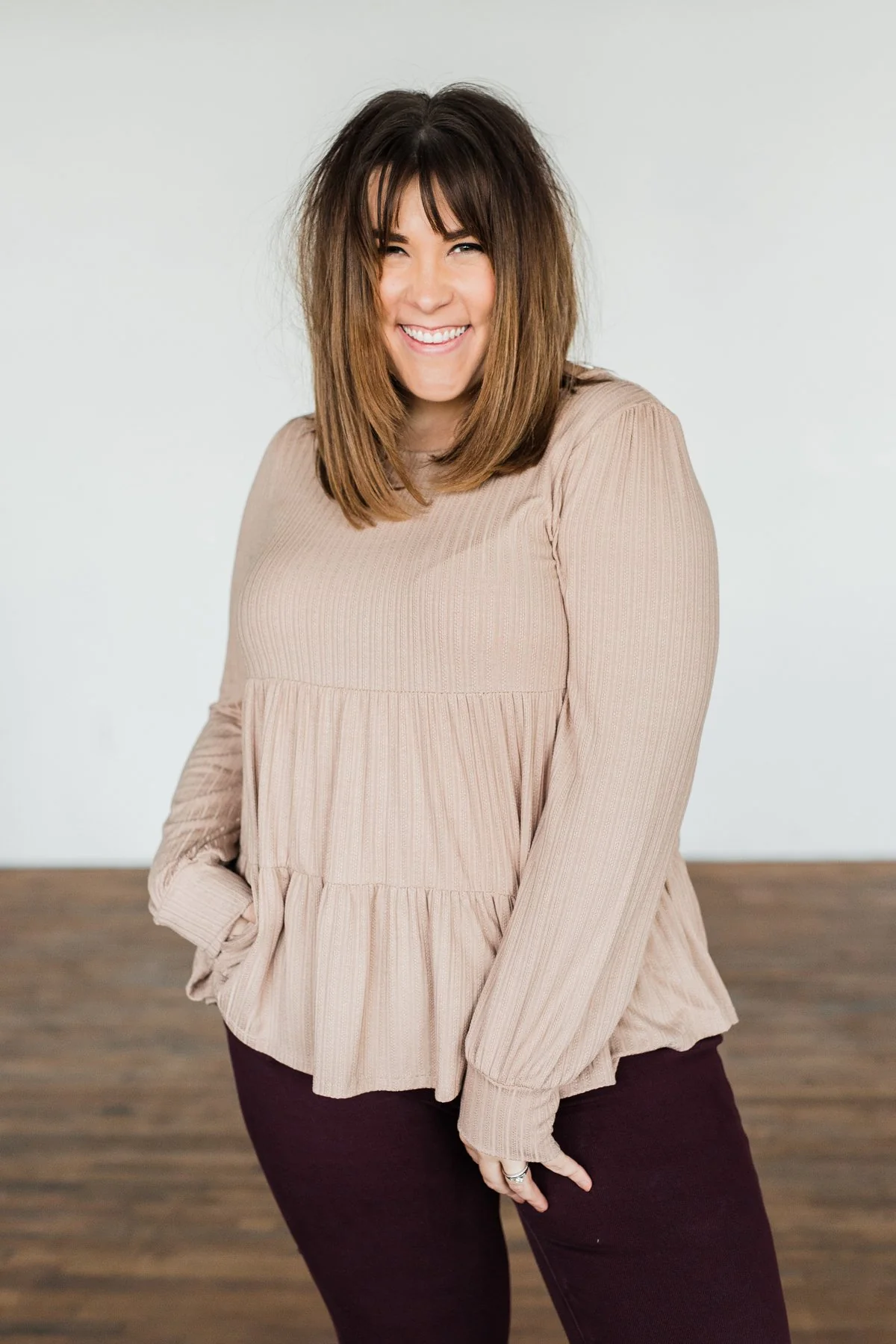 Our Sweet Love Babydoll Knit Top- Natural - Image 3