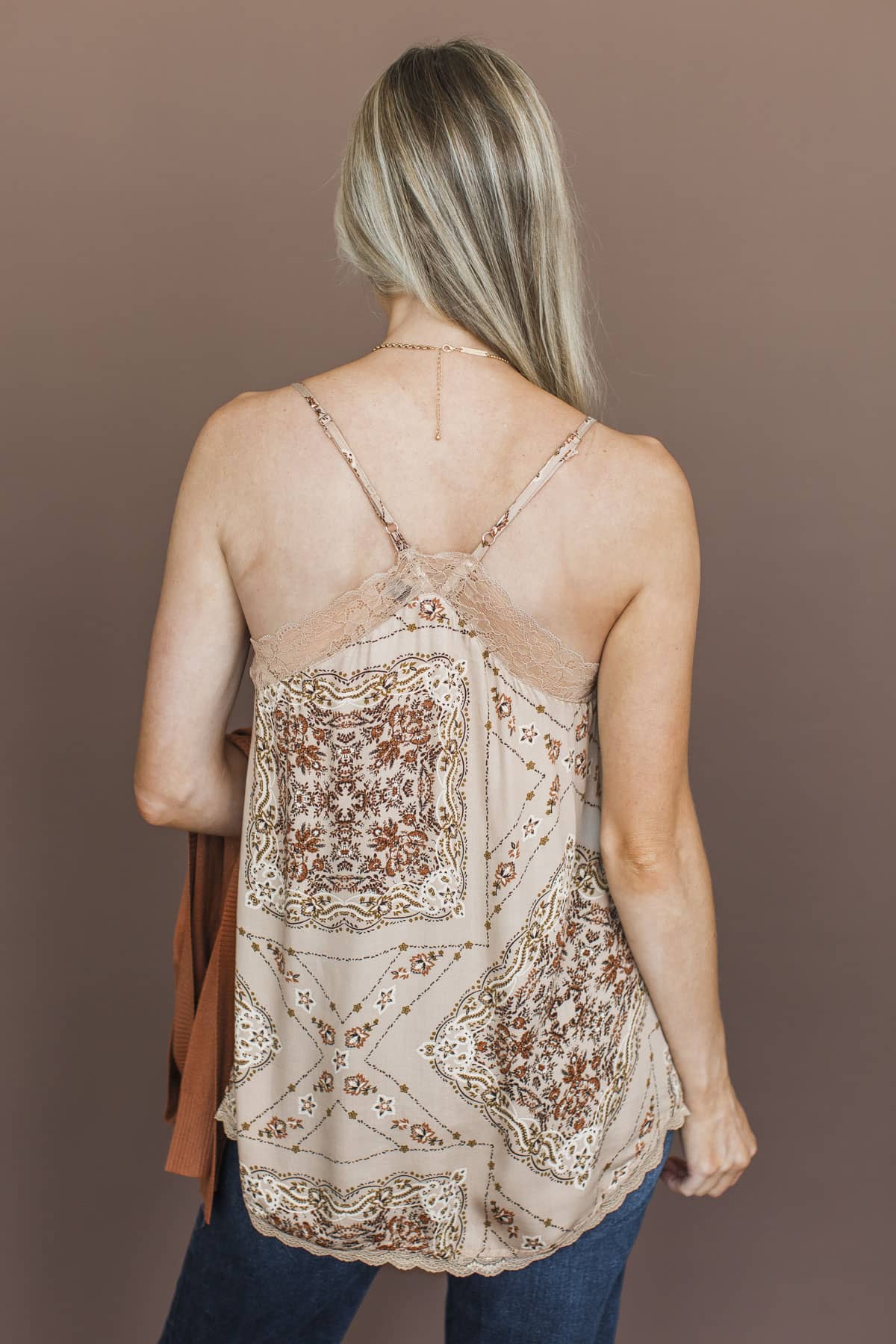 Our Sweetest Desires Lace Trim Floral Tank Top- Taupe - Image 10