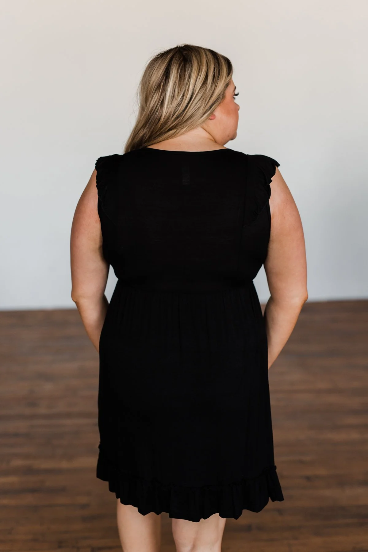Out And About Ruffle Detail Dress- Black - Image 10