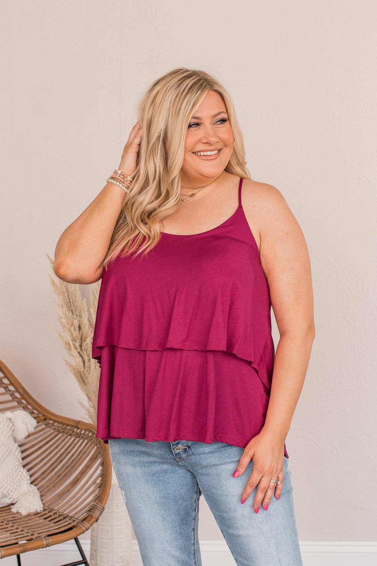 Out For Some Fun Tank- Deep Magenta - Image 4