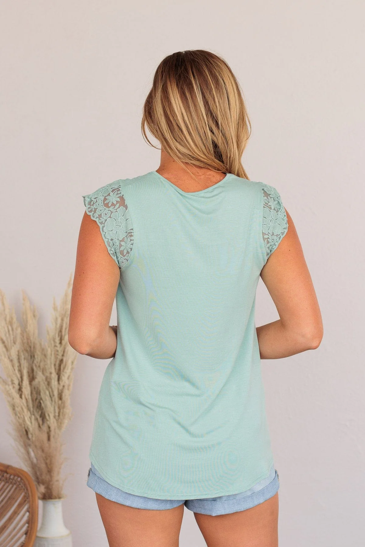 Out For The Day Lace Tank- Sage - Image 11