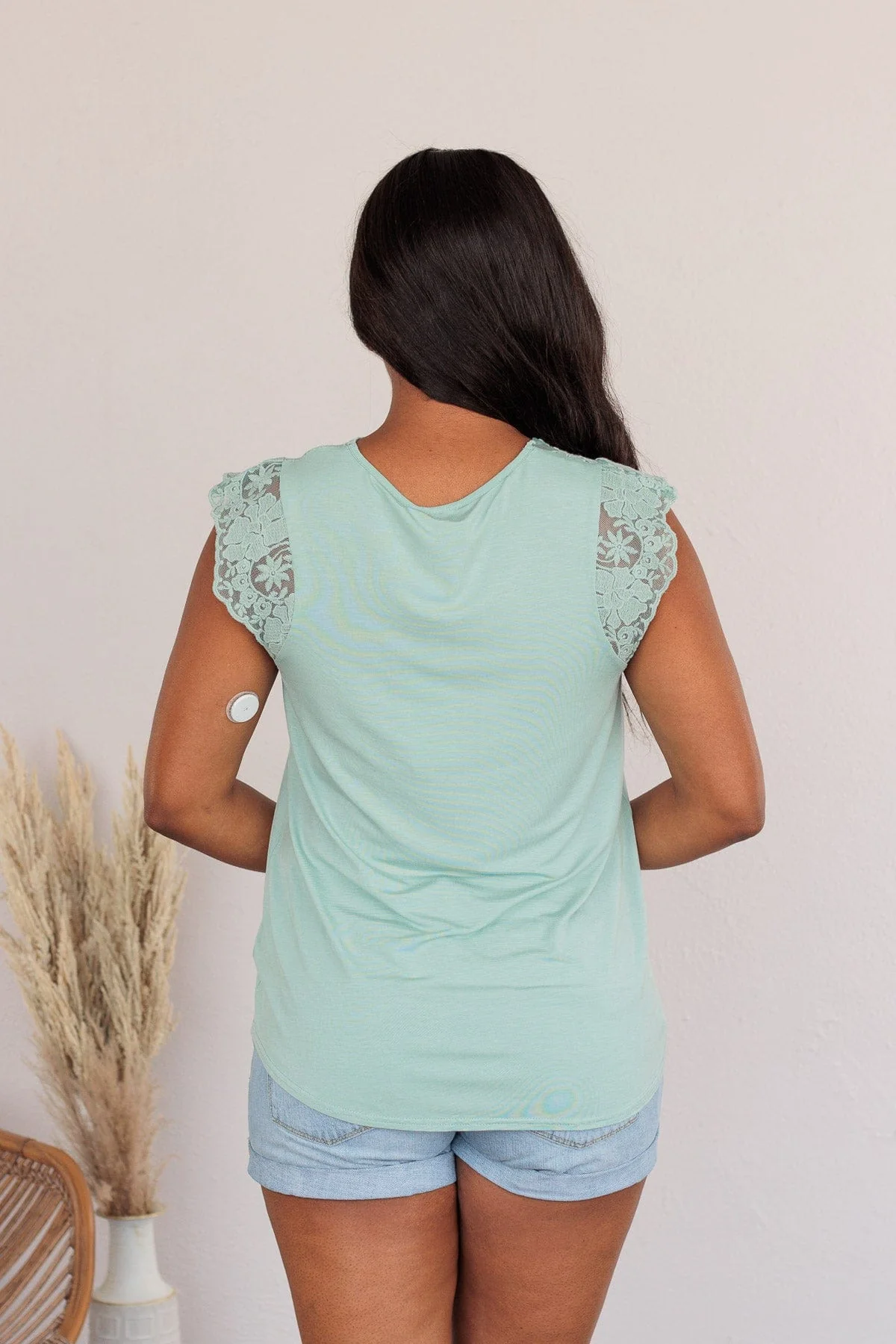 Out For The Day Lace Tank- Sage - Image 12