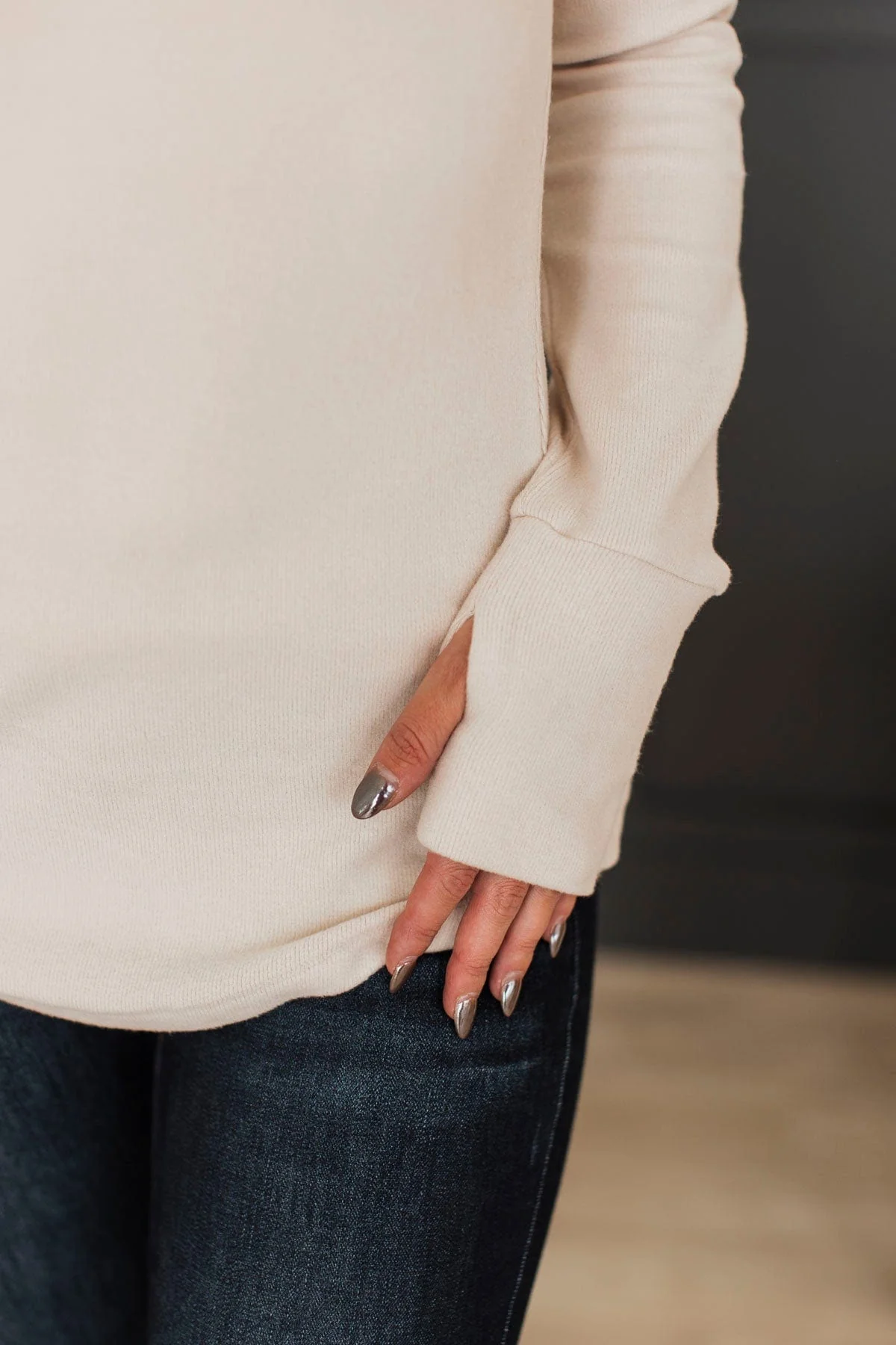 Out Of My Way Henley Top- Bone - Image 3