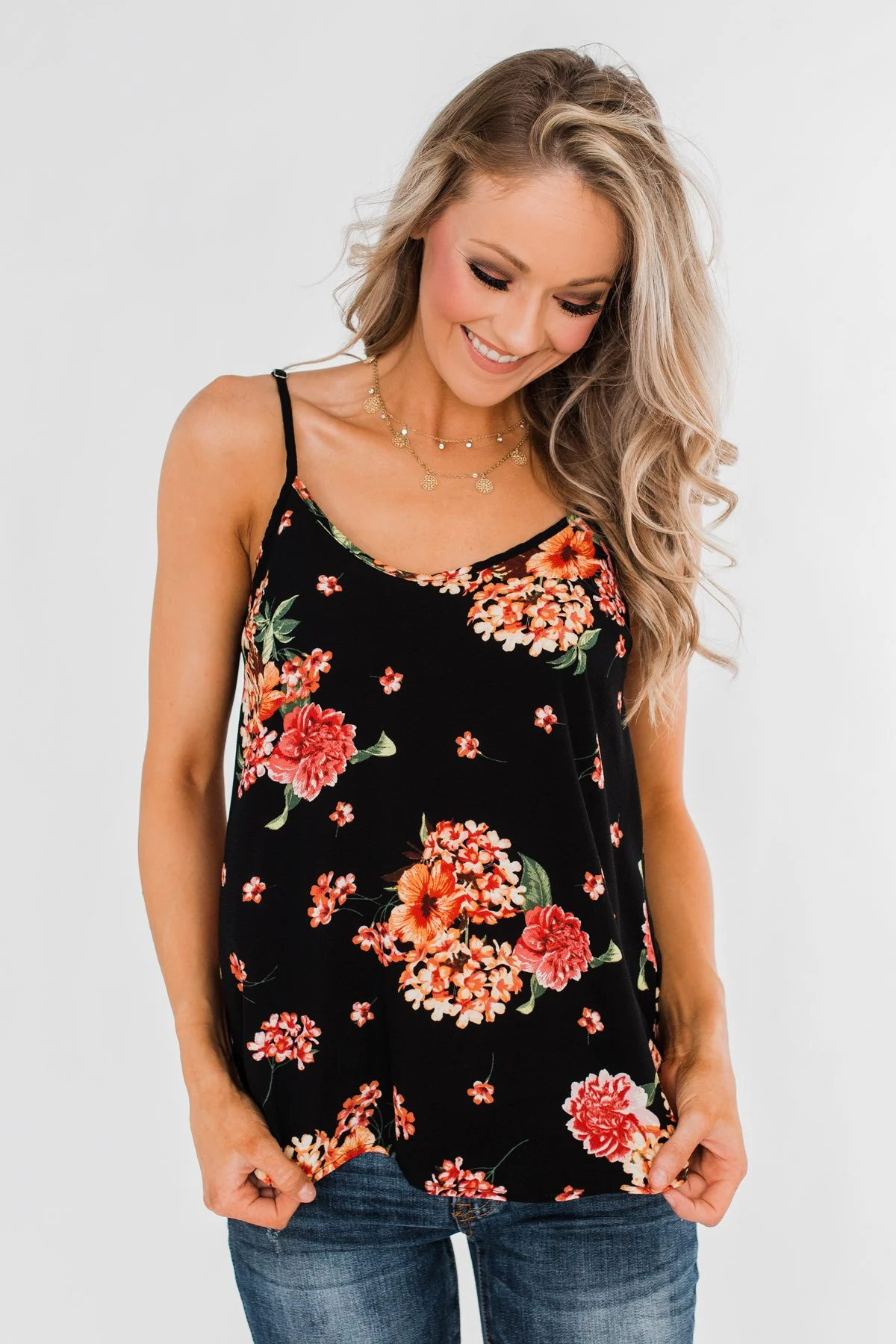 Out of Reach Floral Tank Top- Black - Image 7