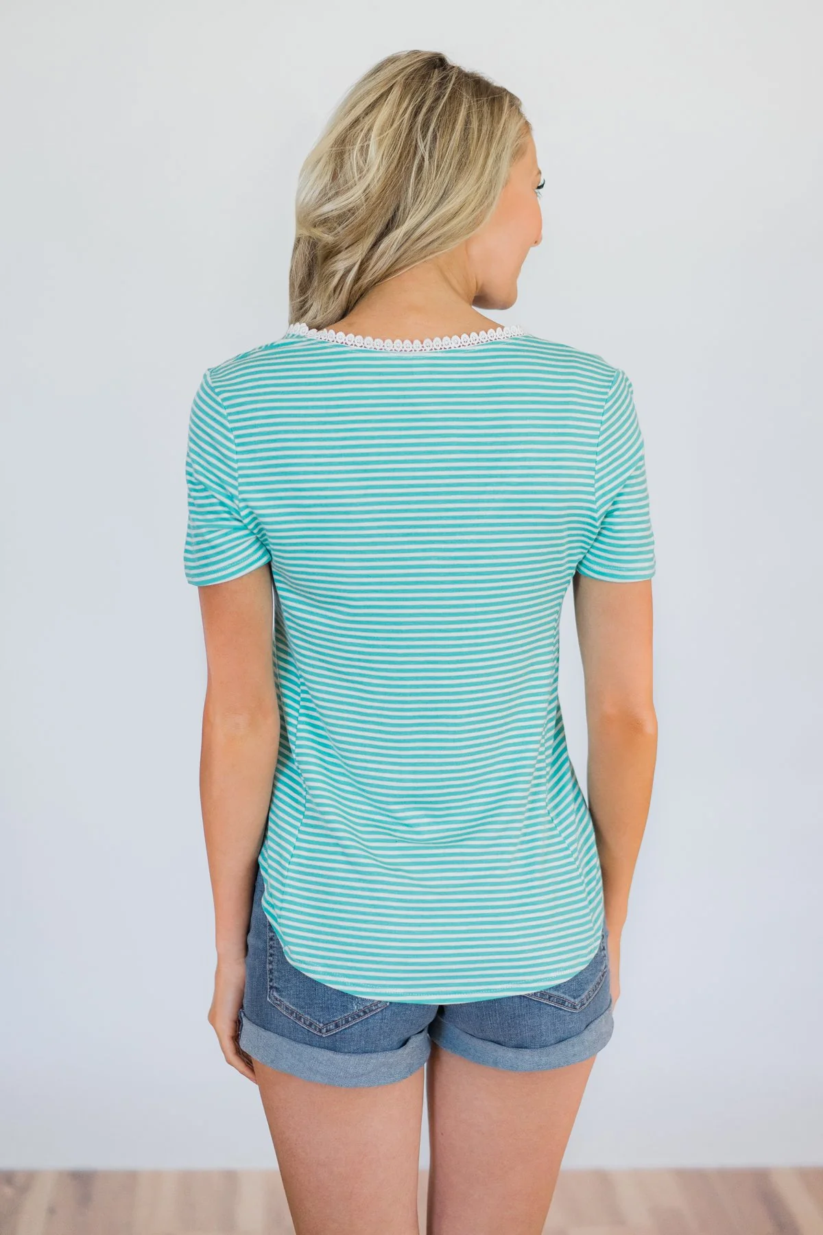 Out With The Old Striped Top- Aqua - Image 10