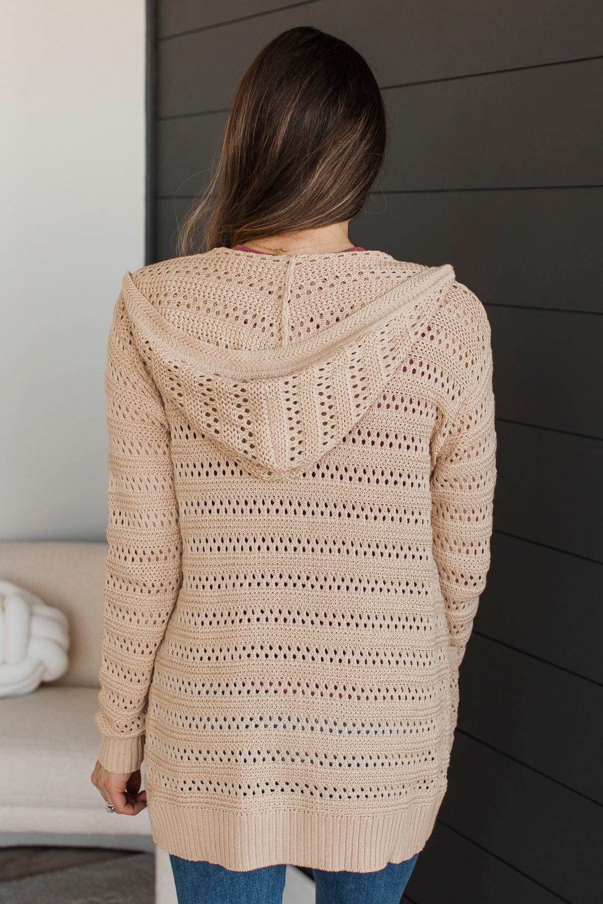 Outstanding Style Open Knit Cardigan- Natural - Image 8