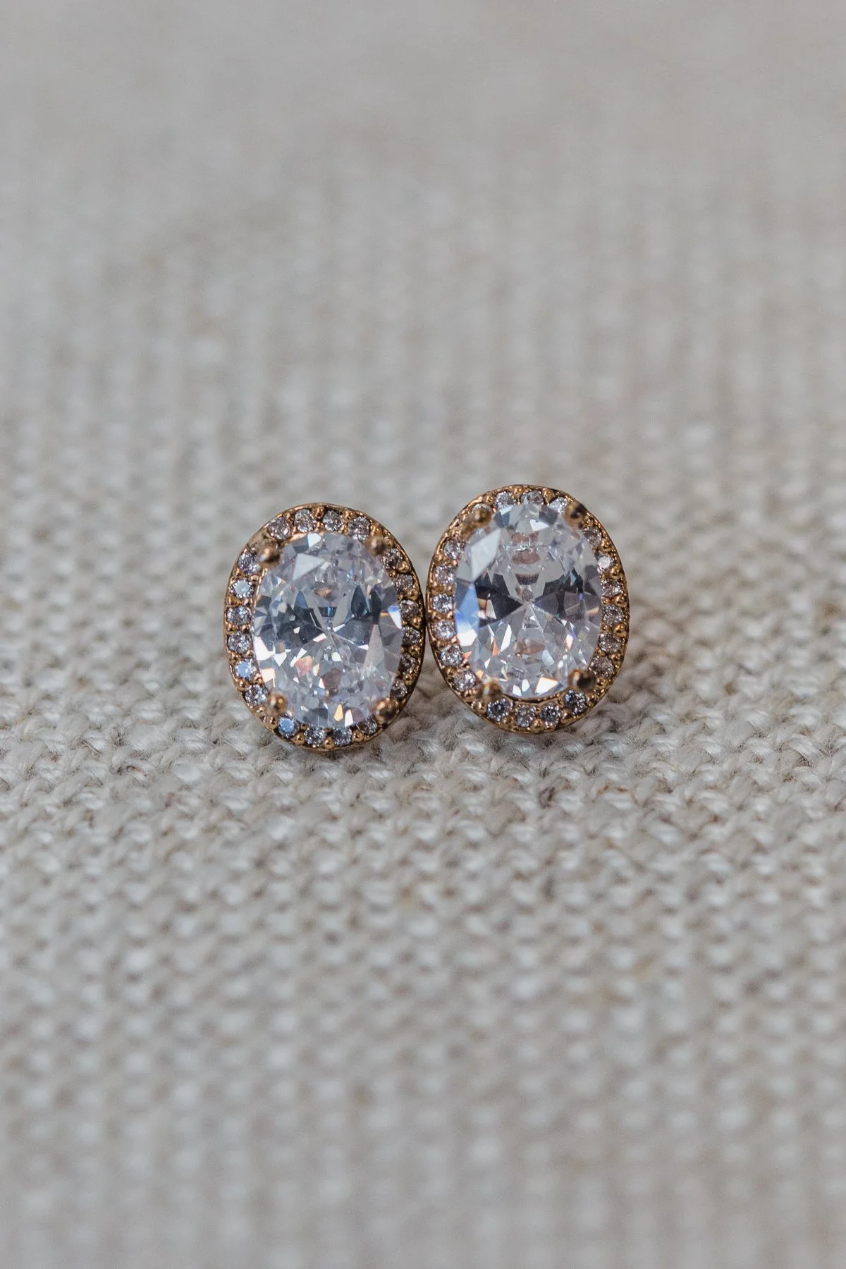Oval Stud Earrings- Gold - Image 2