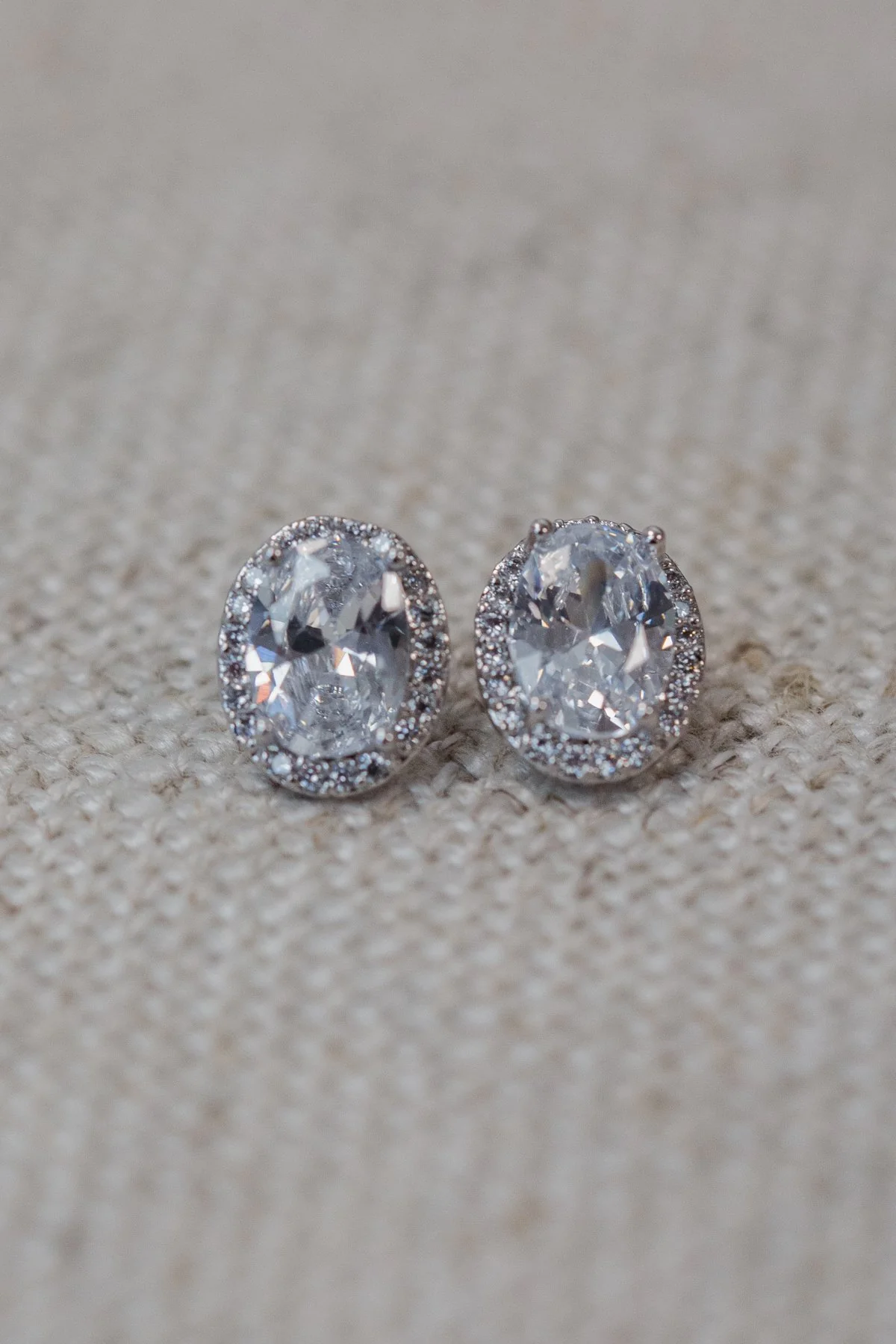 Oval Stud Earrings- Silver - Image 2
