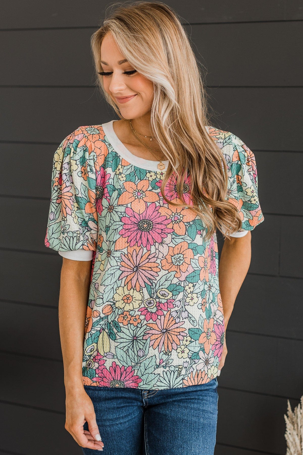 Paint The Town Floral Knit Top- Multi-Color - Image 4