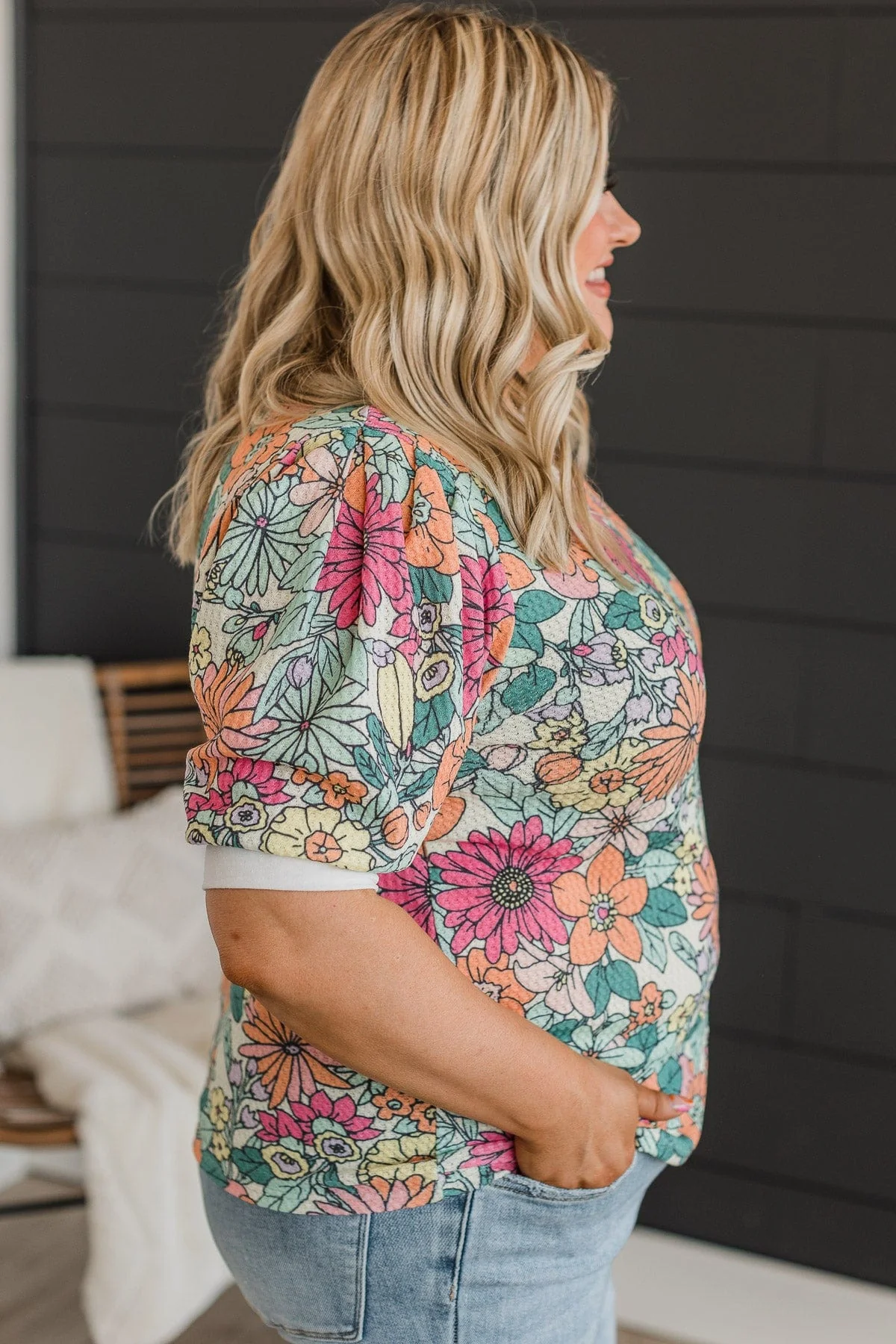 Paint The Town Floral Knit Top- Multi-Color - Image 5