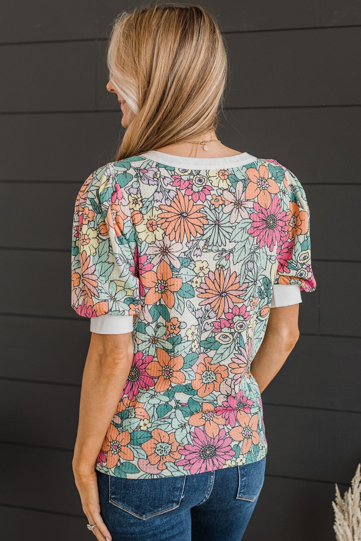 Paint The Town Floral Knit Top- Multi-Color - Image 7