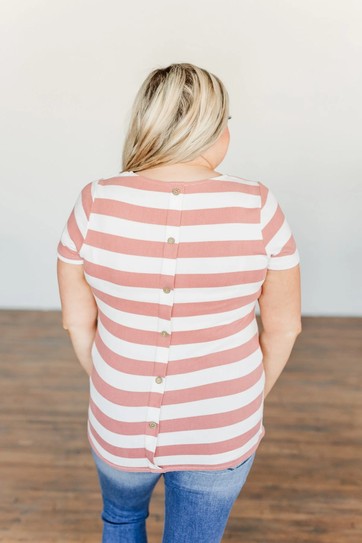 Paradise Awaits Striped Tee- Ivory & Dusty Peach - Image 7