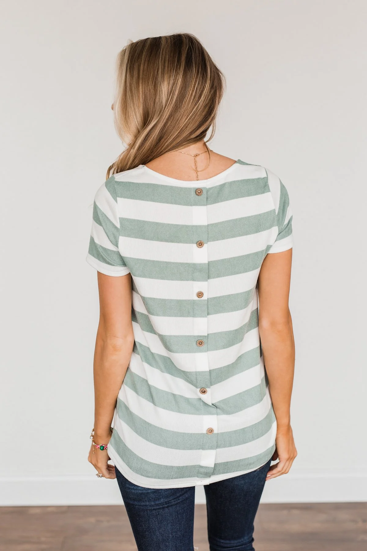 Paradise Awaits Striped Tee- Ivory & Dusty Sage - Image 7