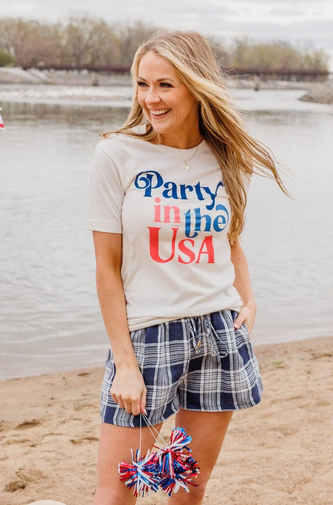 "Party In The USA" Graphic Tee- Cream - Image 2