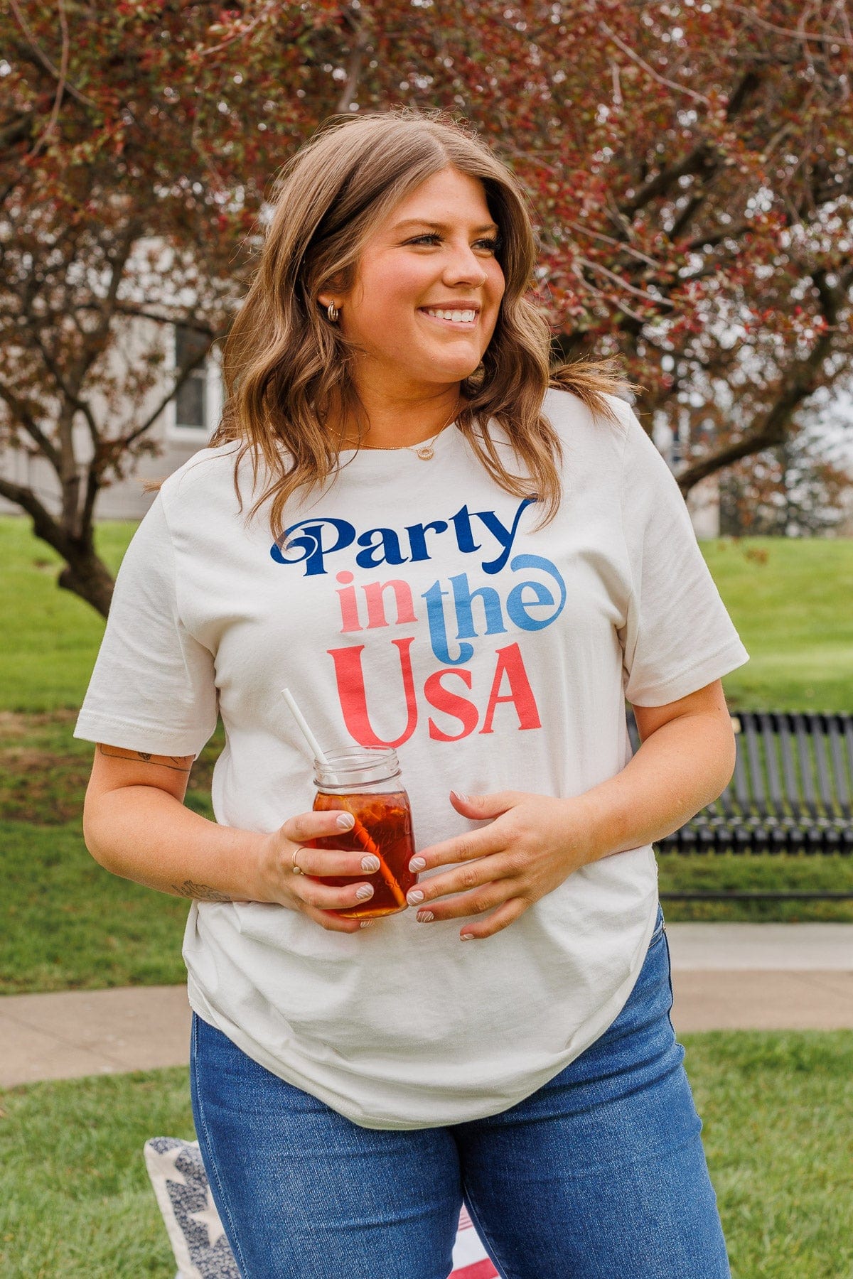 "Party In The USA" Graphic Tee- Cream - Image 4