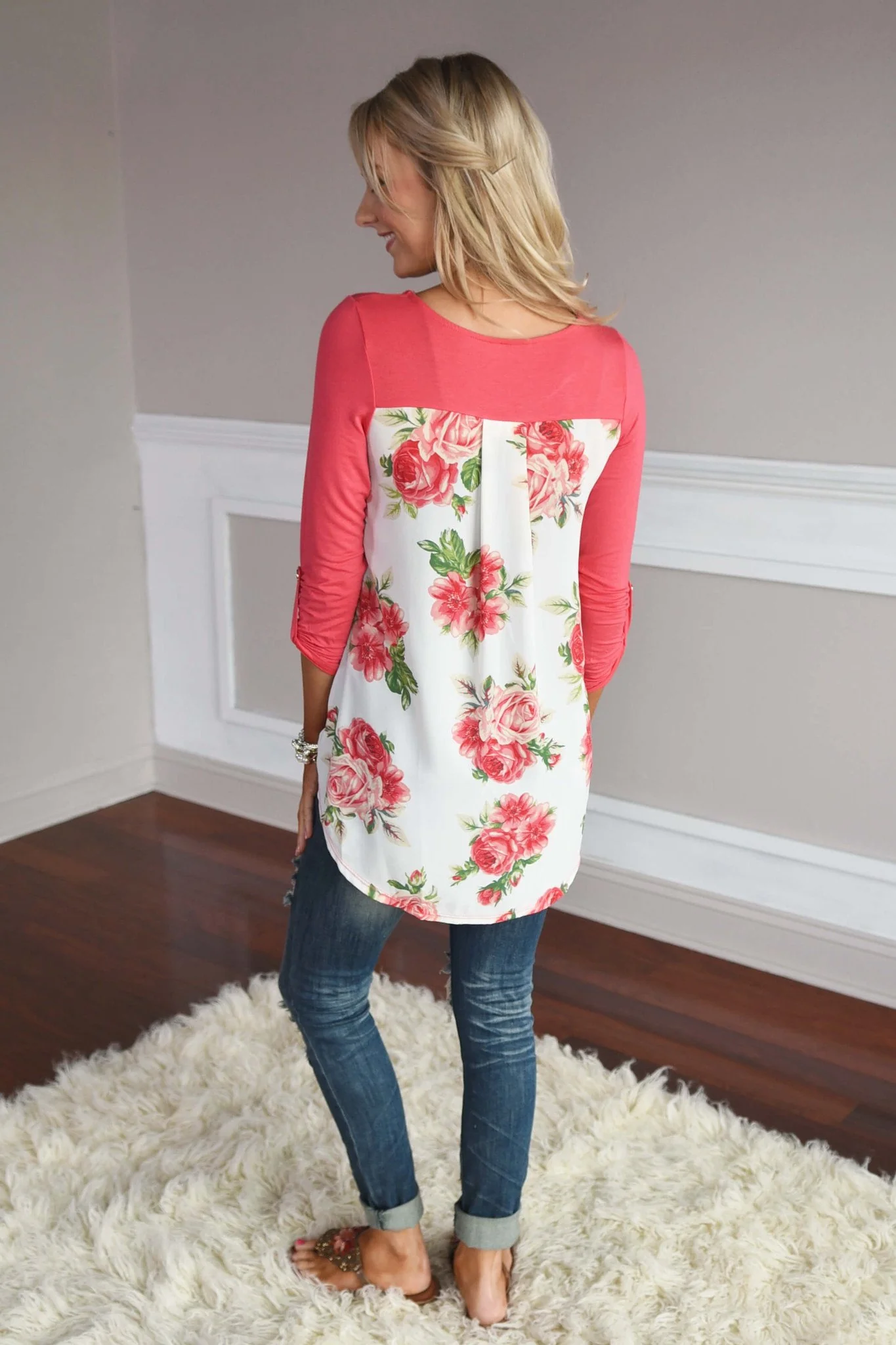 Passion Flower Top ~ Coral - Image 4