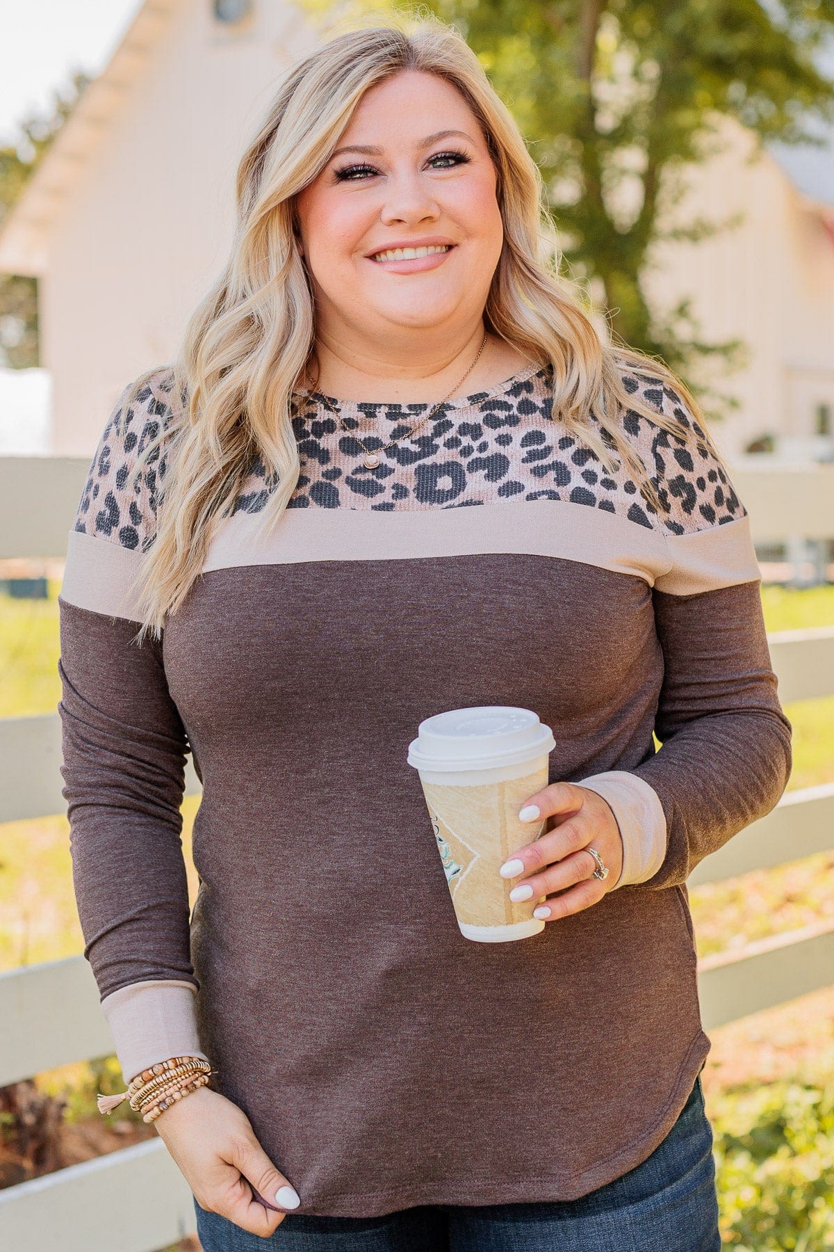 Passion For Fashion Color Block Top- Leopard & Dark Taupe - Image 6