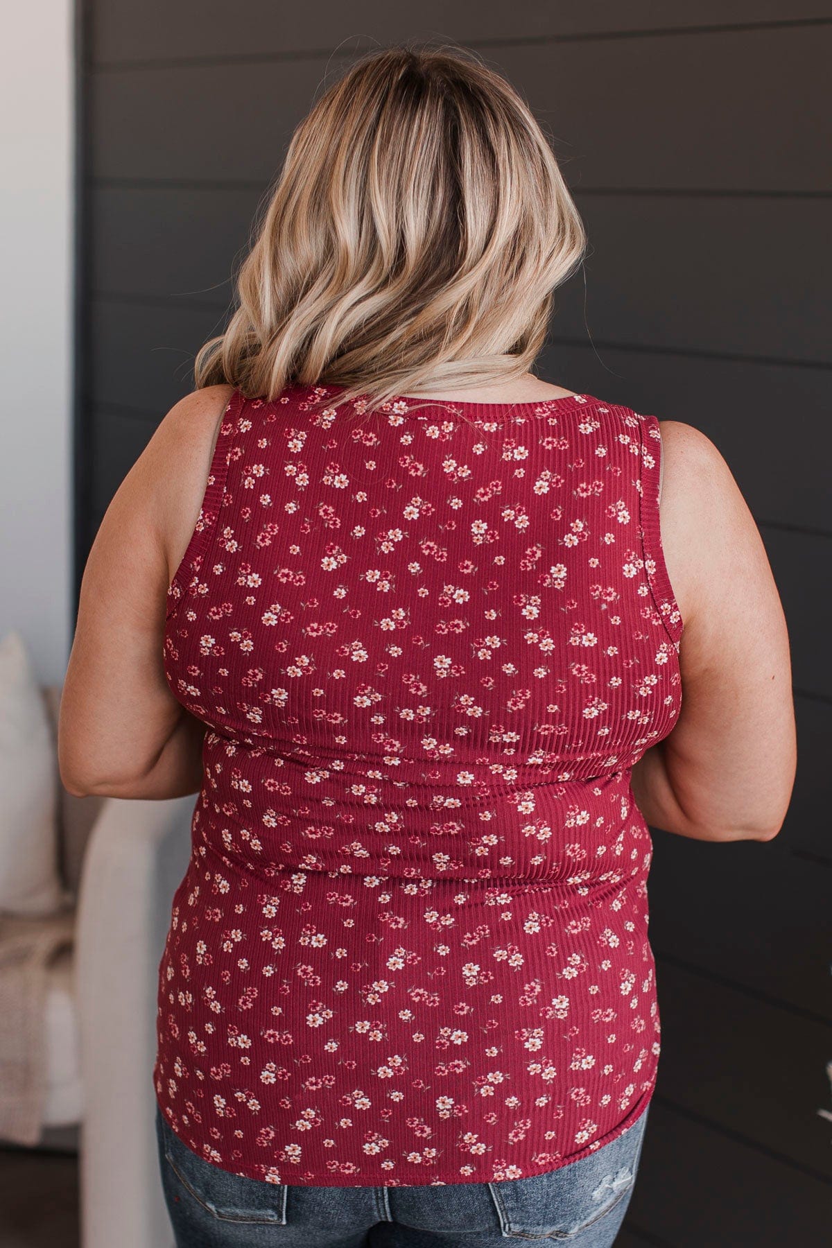 Passionate About You Floral Tank Top- Burgundy - Image 8