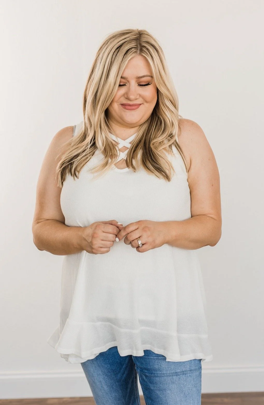 Passionate & Proud Criss-Cross Tank Top- Ivory - Image 2