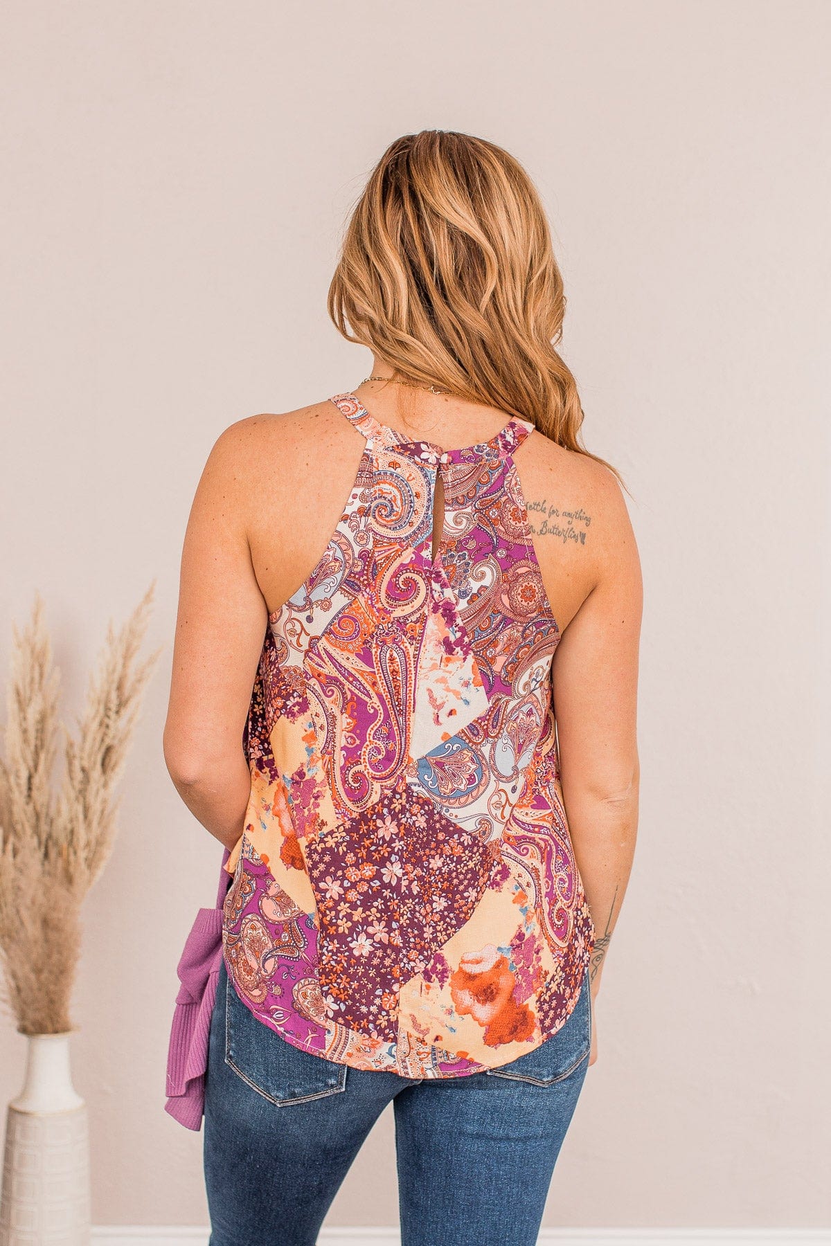 Peace And Love Paisley Tank- Magenta - Image 8