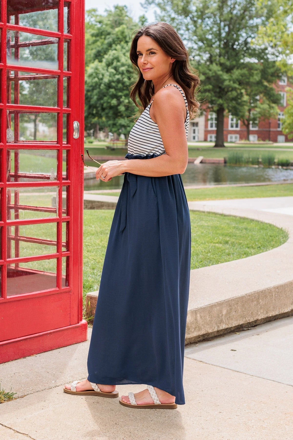 Peace For Everyone Striped Maxi Dress- Navy - Image 10