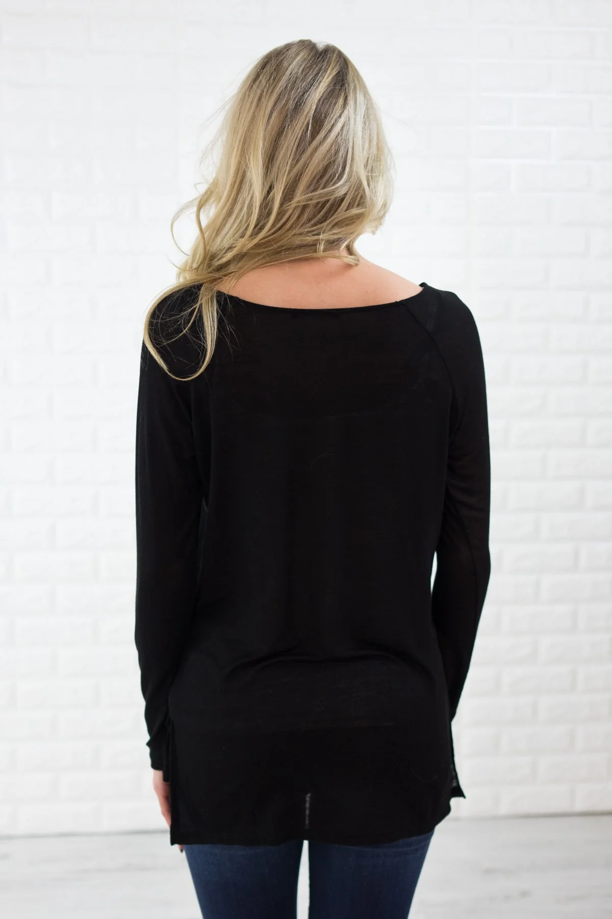 Peace, Joy & Love Long Sleeve Black Top - Image 6