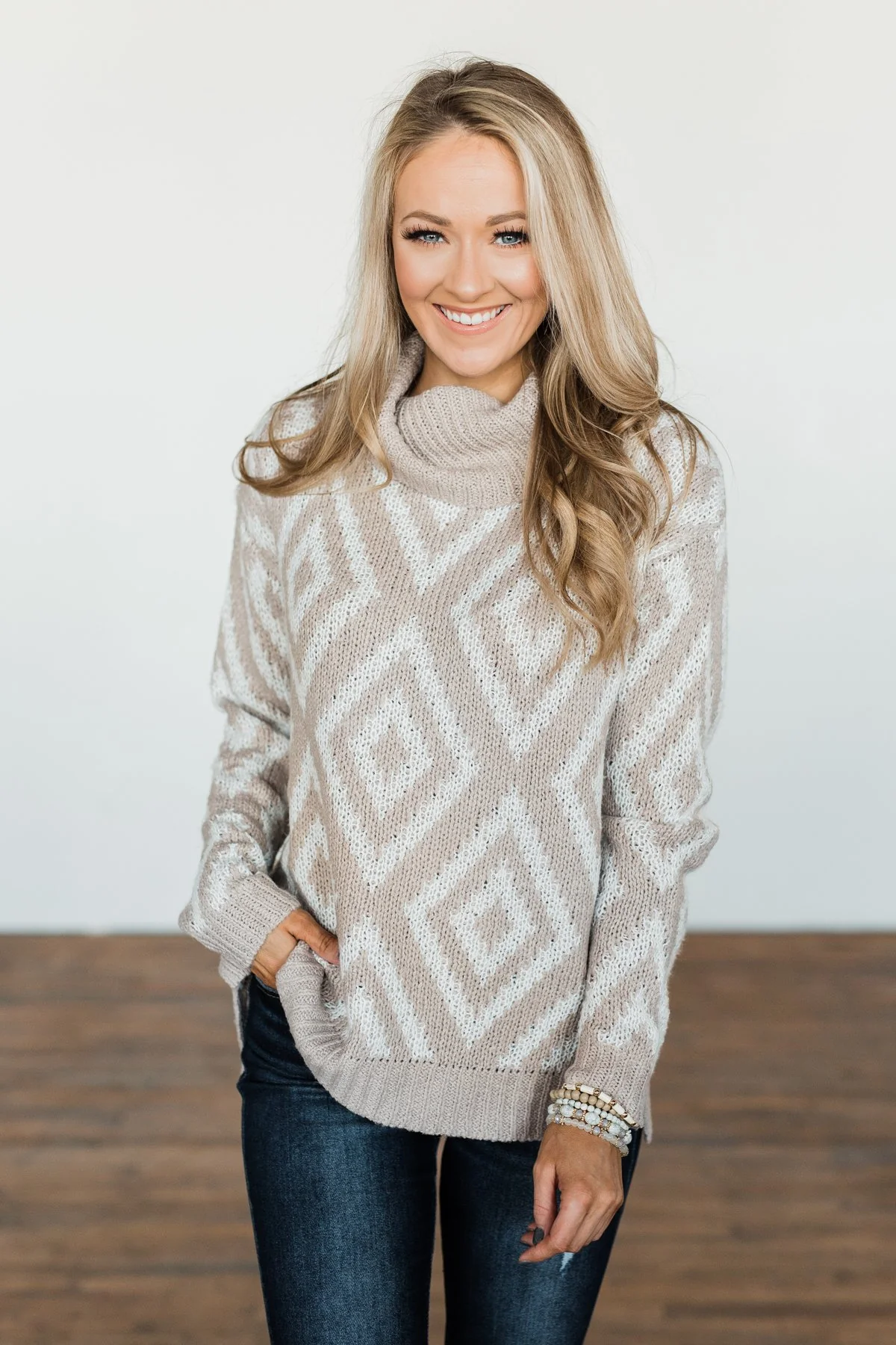 Peace Of Mind Slouchy Turtle Neck Sweater- Oatmeal - Image 3