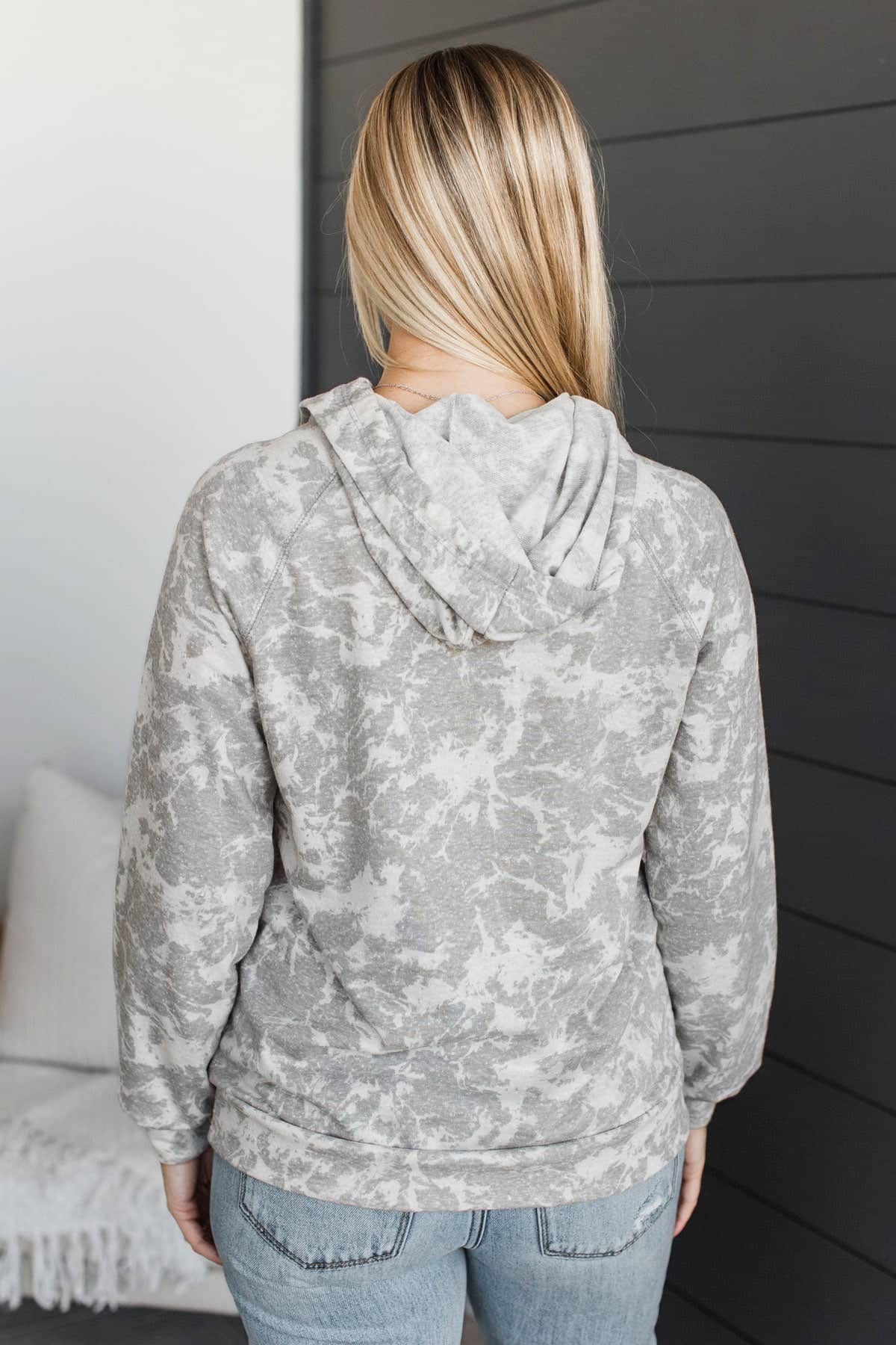 Peaceful Mind Marble Wash Lightweight Hoodie- Grey - Image 6